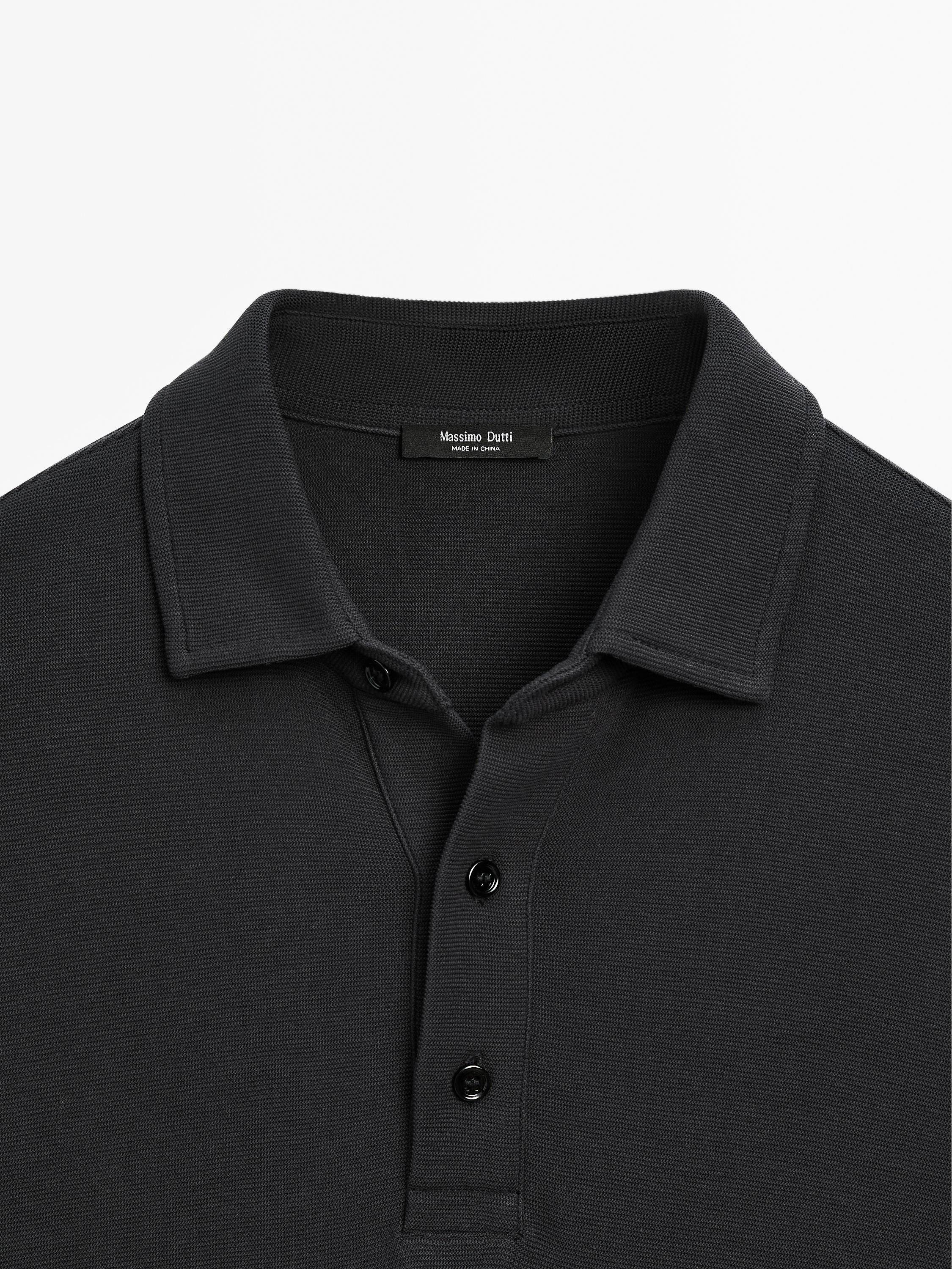 Textured short sleeve polo shirt