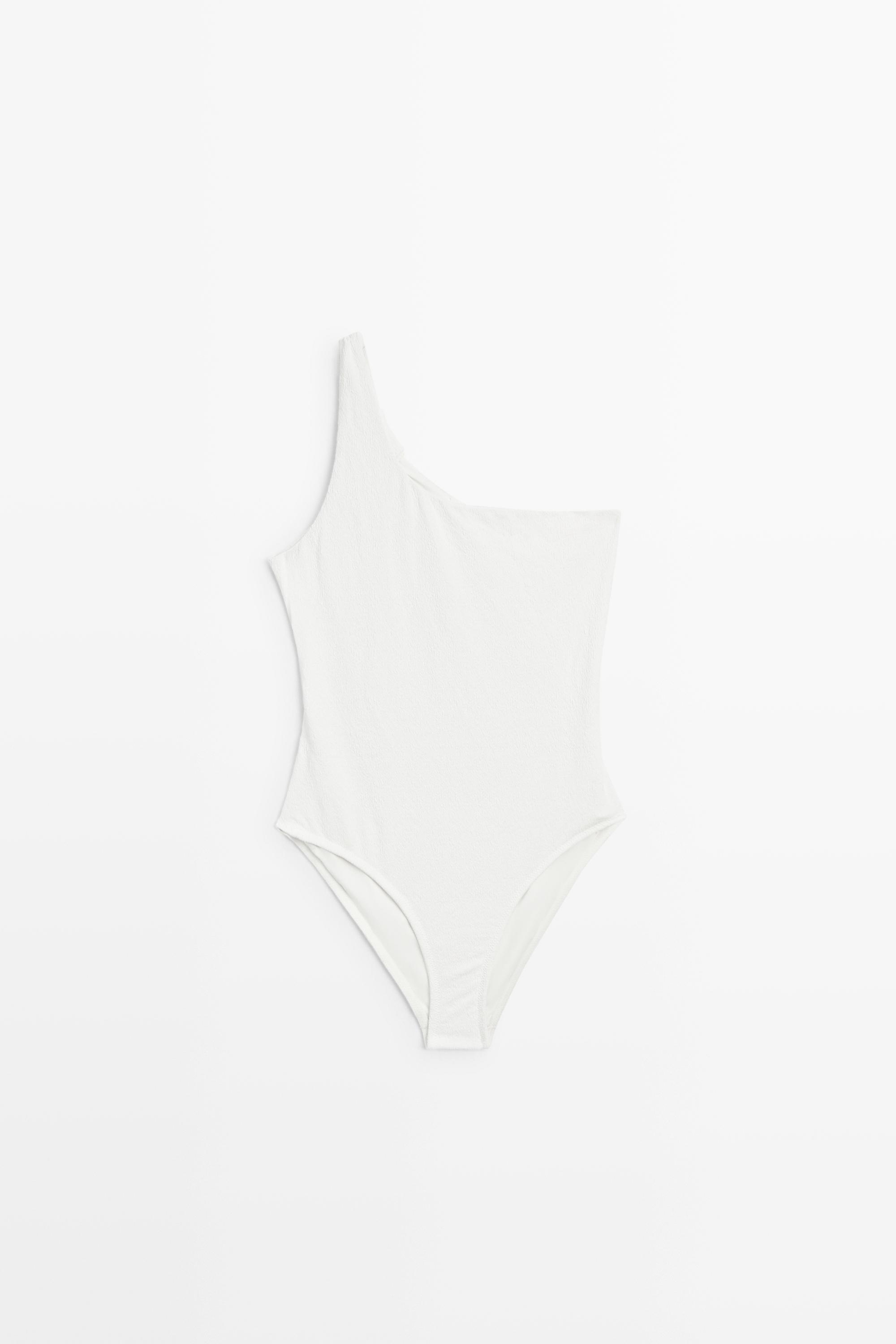 Textured asymmetric swimsuit — Off white