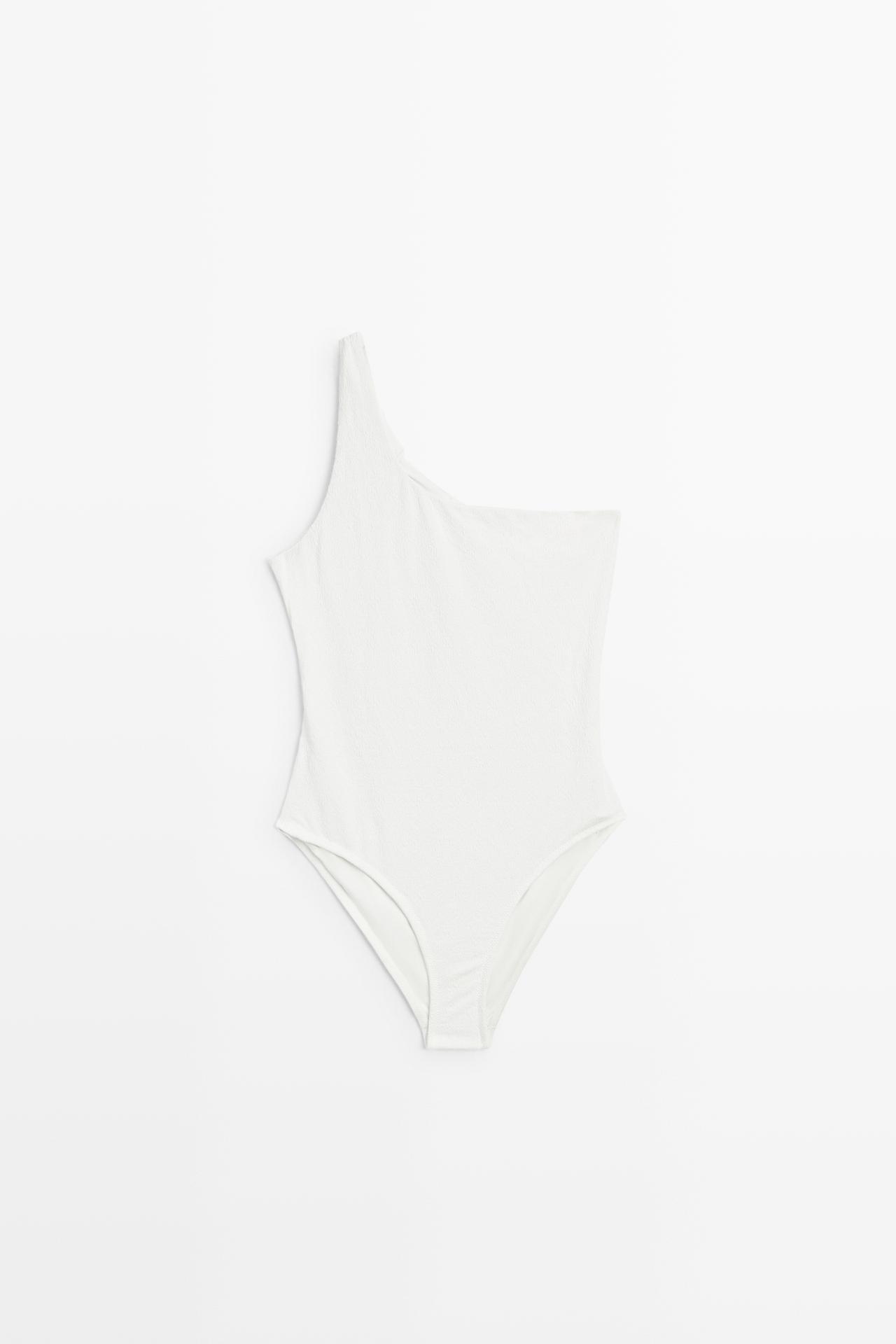 Textured asymmetric swimsuit — Off white
