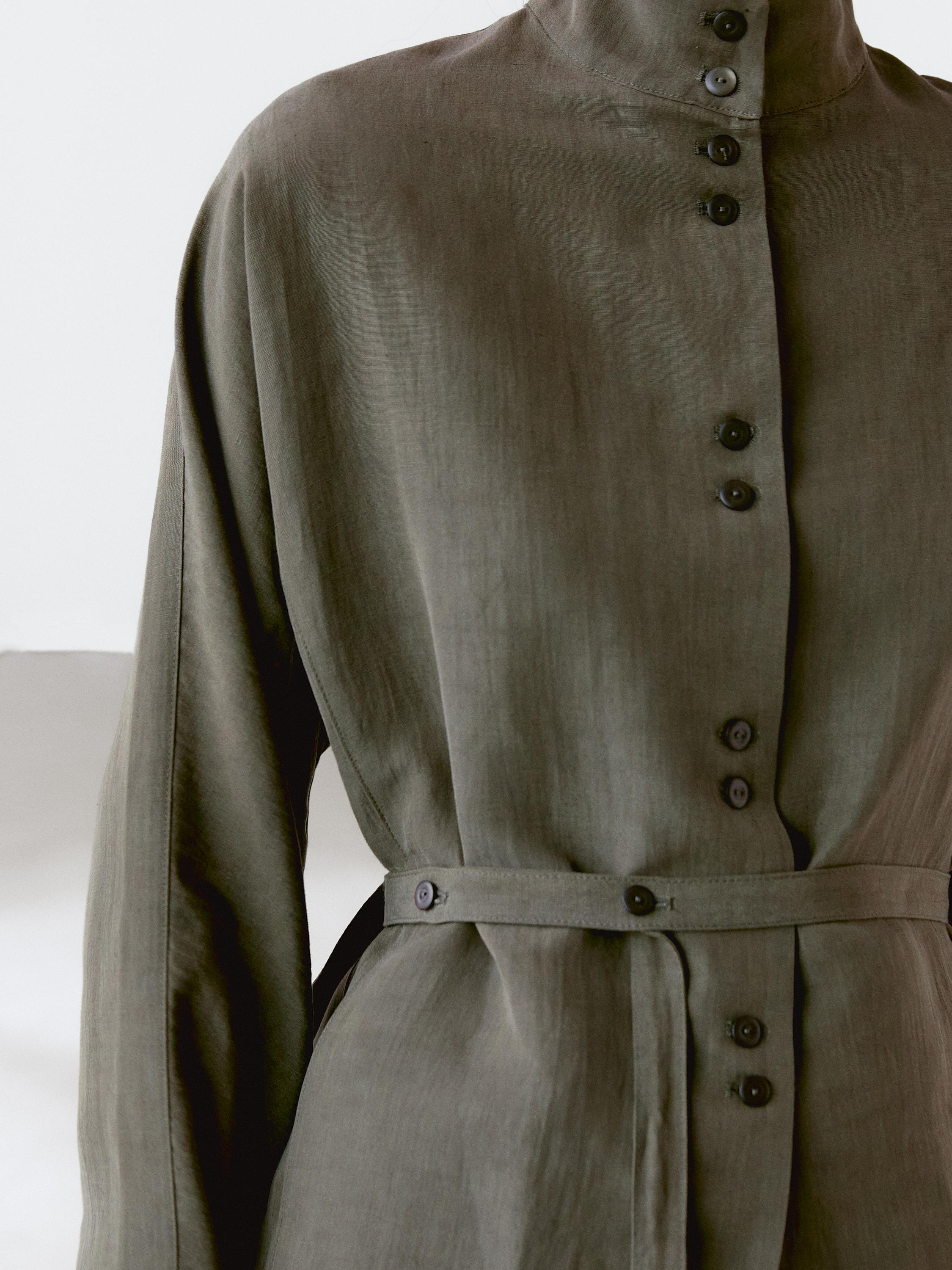 Veste lin à col mao