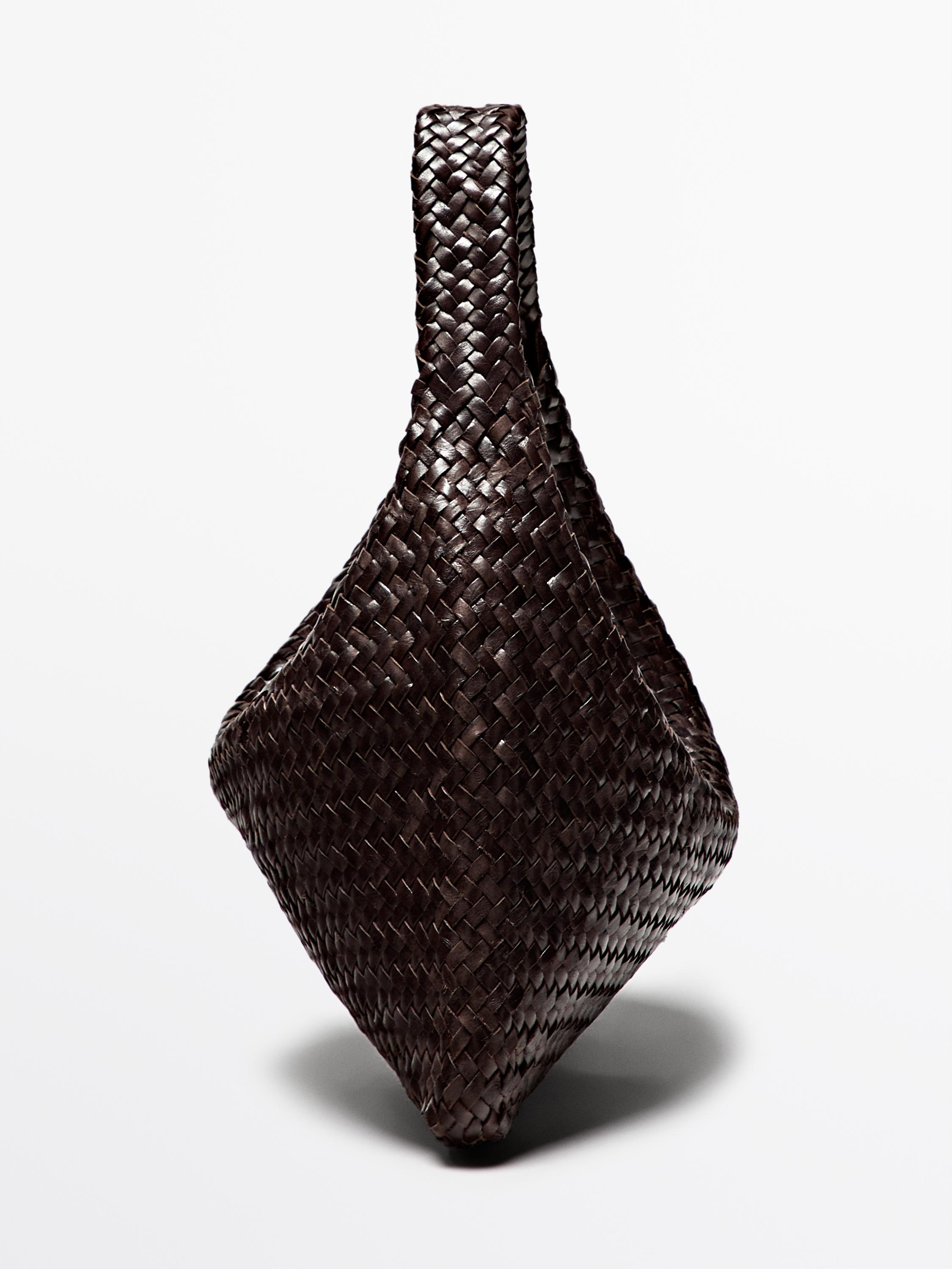 Braided nappa leather shopper bag