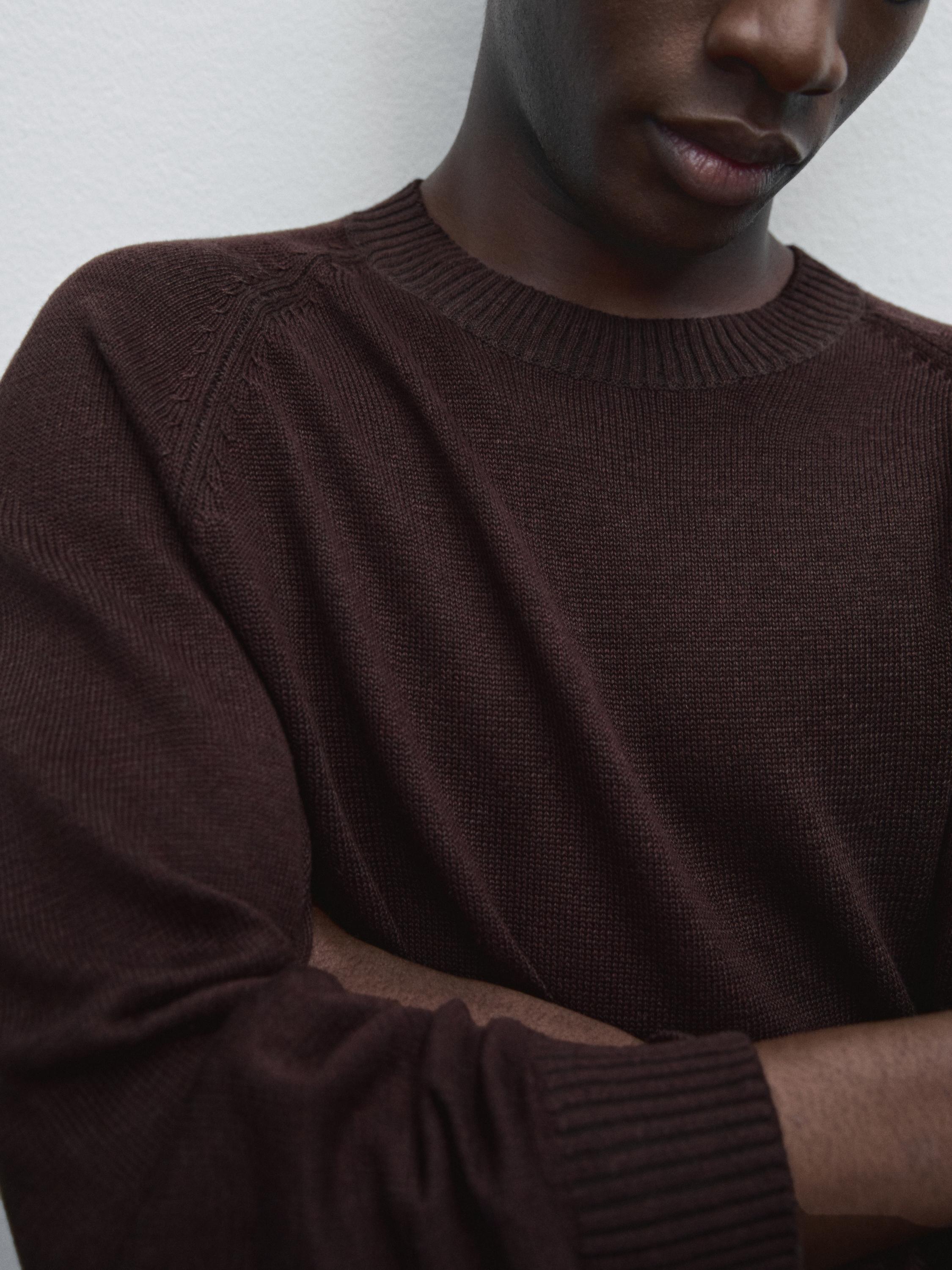 Linen blend crew neck sweater