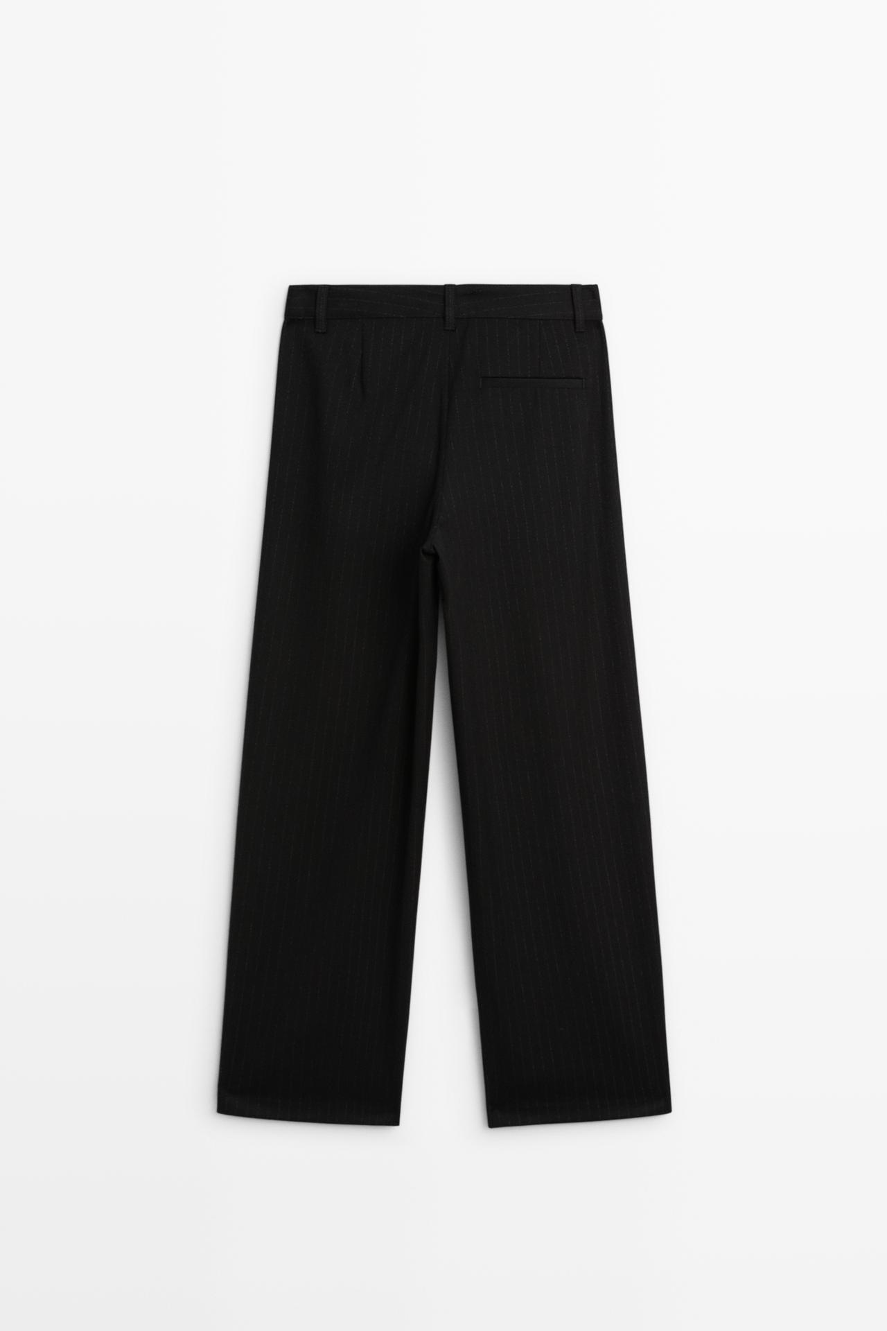 Pinstripe wide-leg pants — BLACK