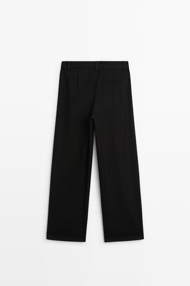 Pinstripe wide-leg pants — BLACK 6