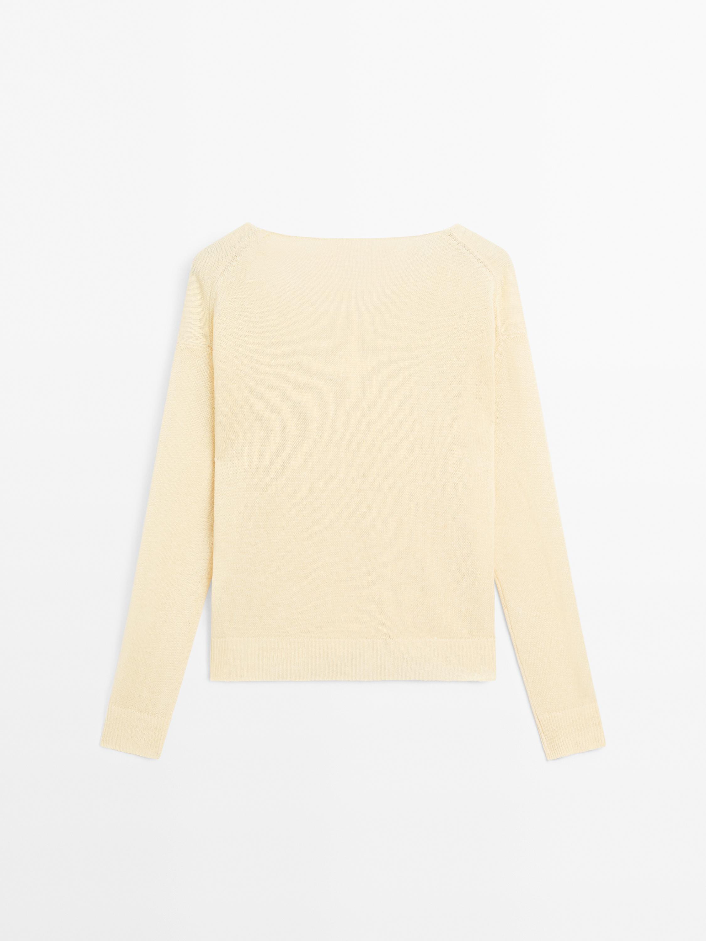 100% linen long sleeve knit sweater