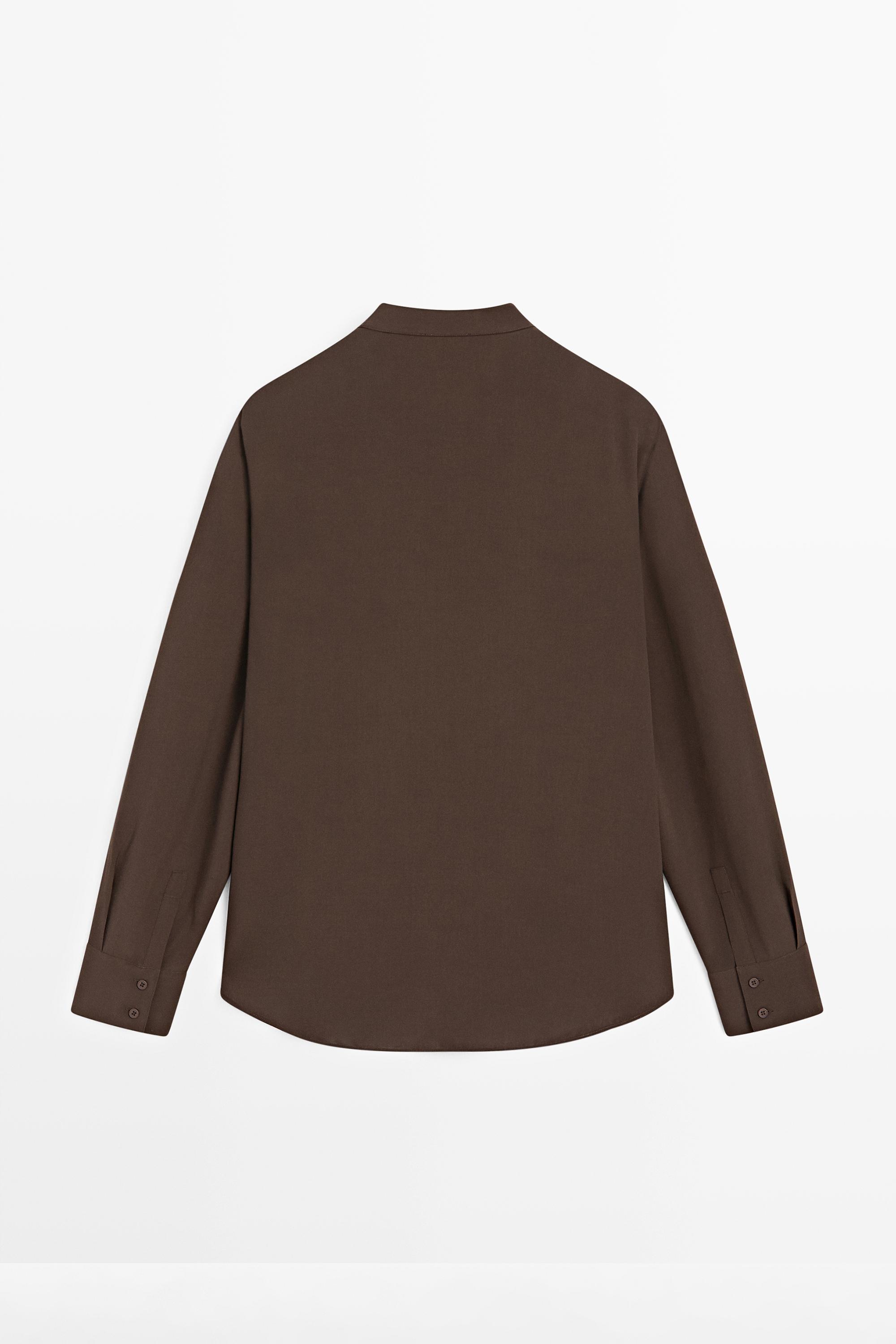 Flowing blouse with ruffles — BROWN