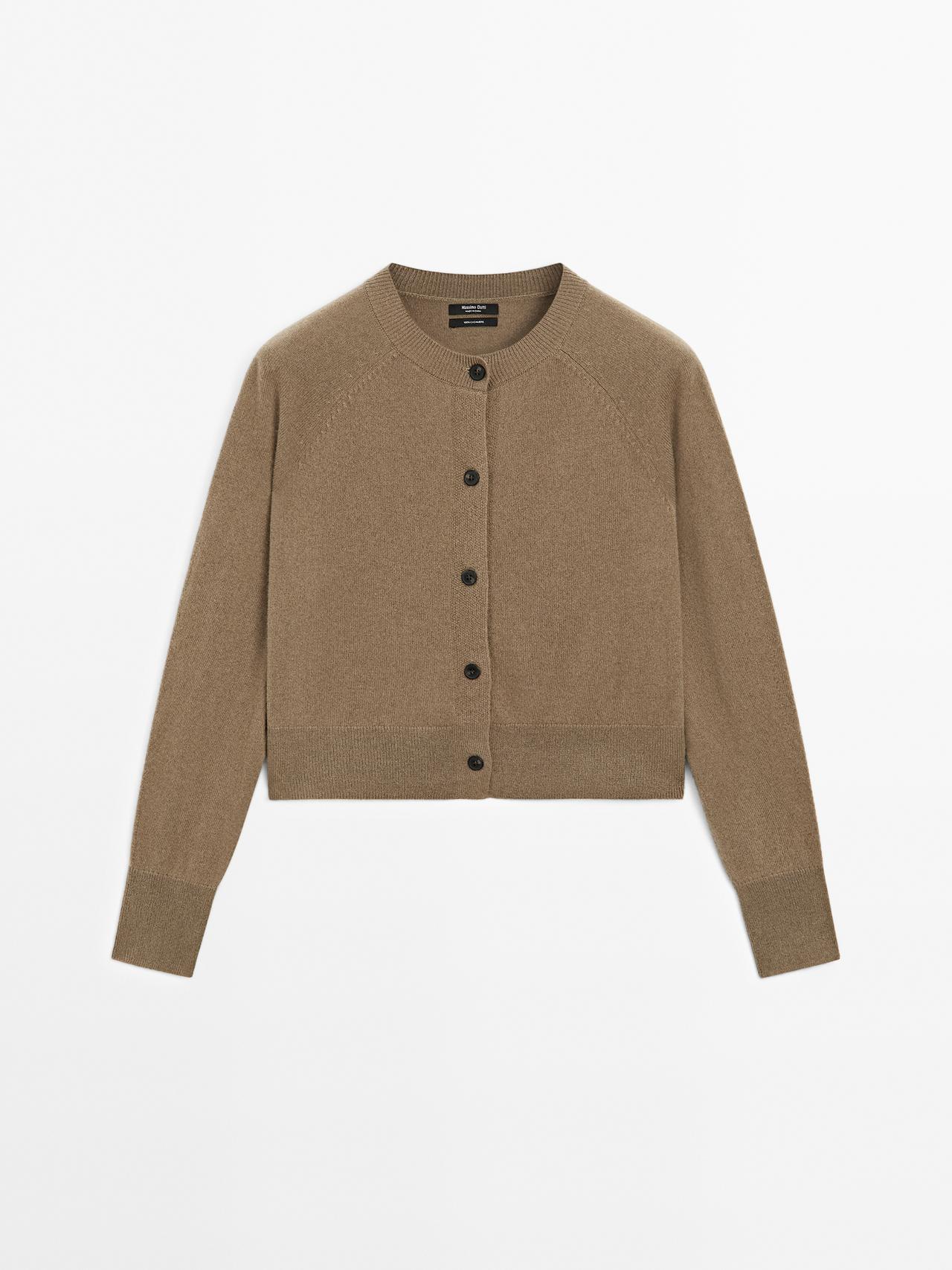 Massimo Dutti - Dame - Langærmet Cardigan I 100% Kashmir - Karamelfarvet - S