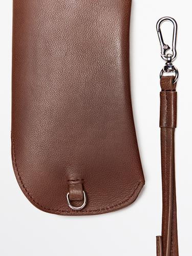 Nappa leather sunglasses case — BROWN 3