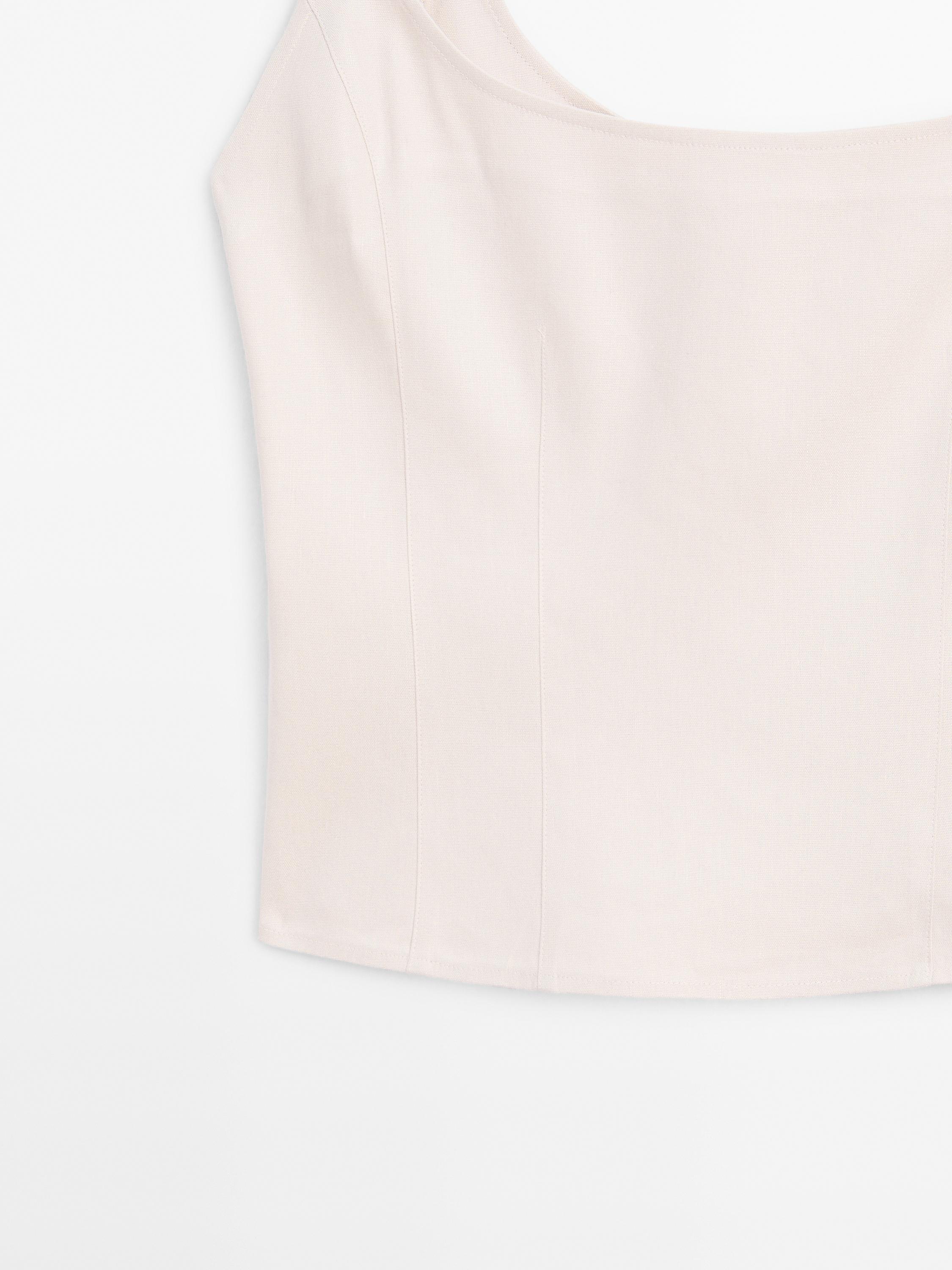 Strappy linen blend top