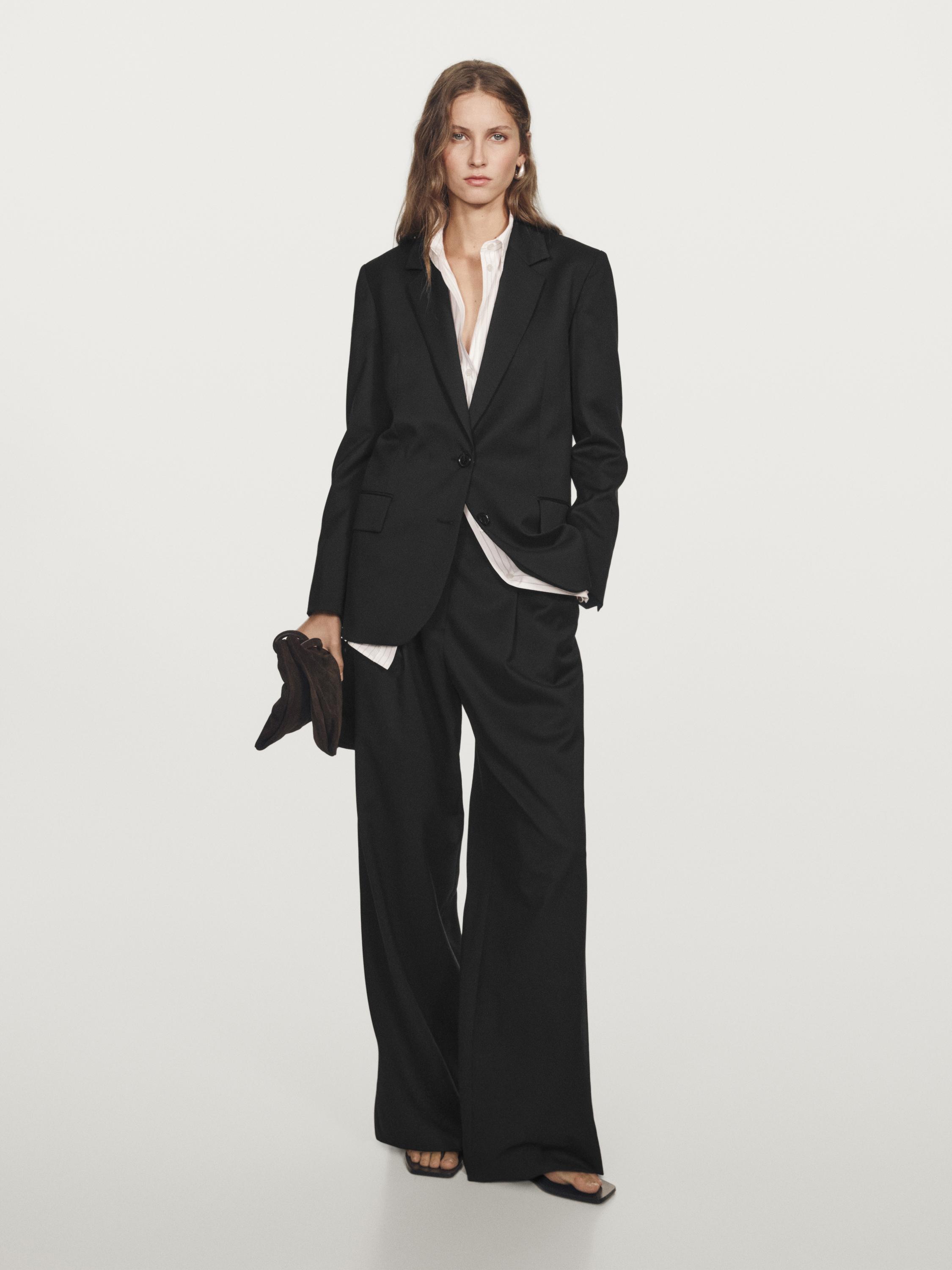 100% extra fine wool two-button blazer — BLACK