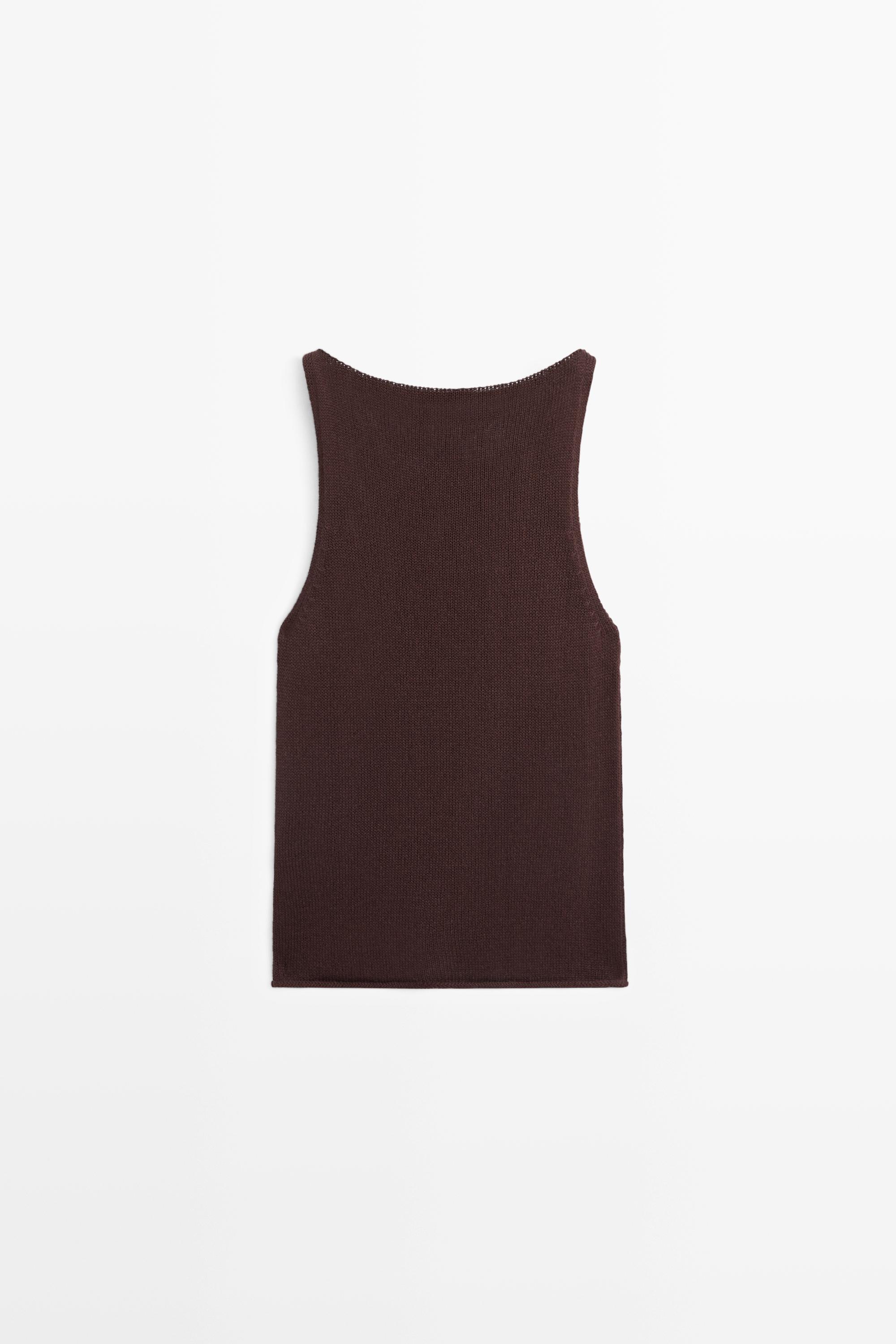 Fine-knit halter top — Chocolate