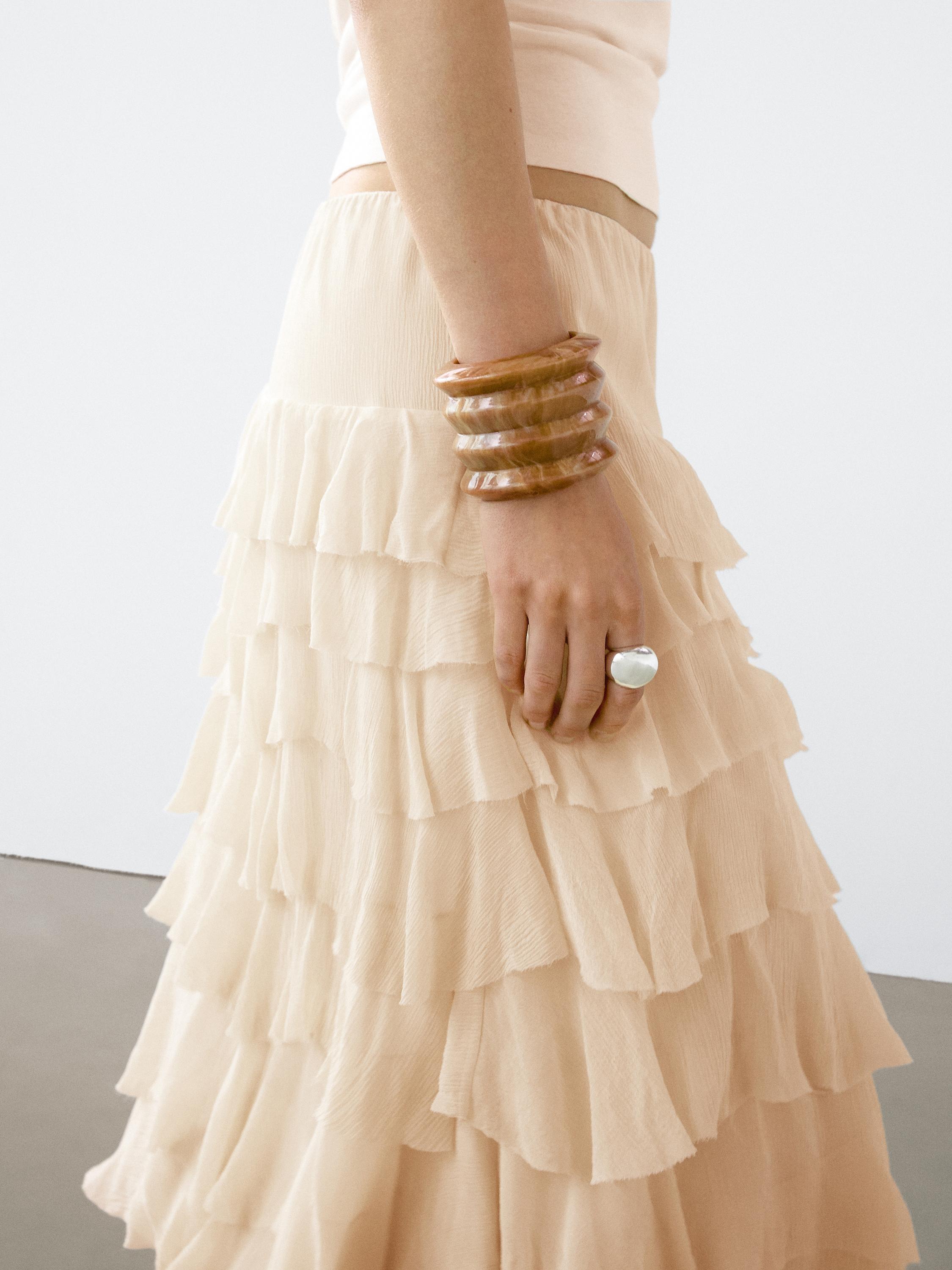 Ruffled midi skirt