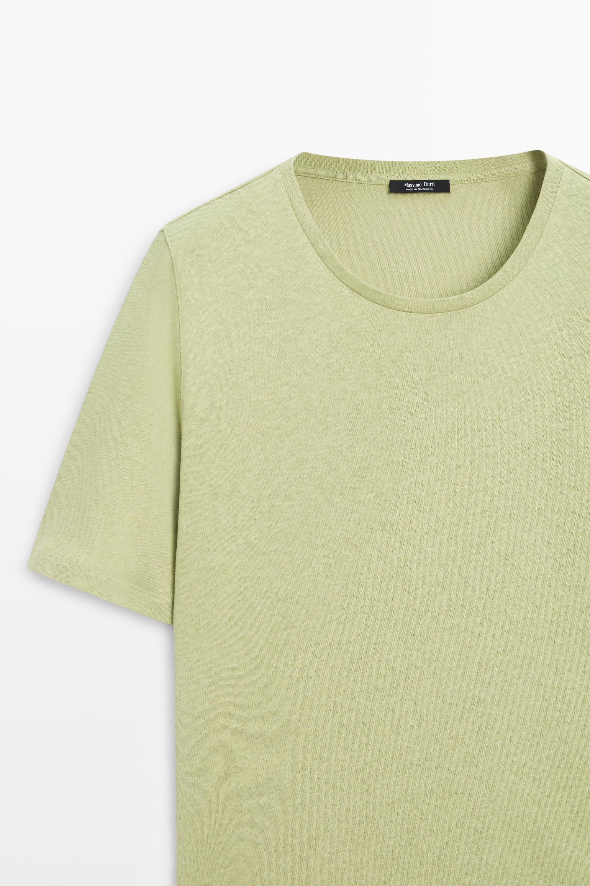 Short sleeve linen and cotton T-shirt — GREEN