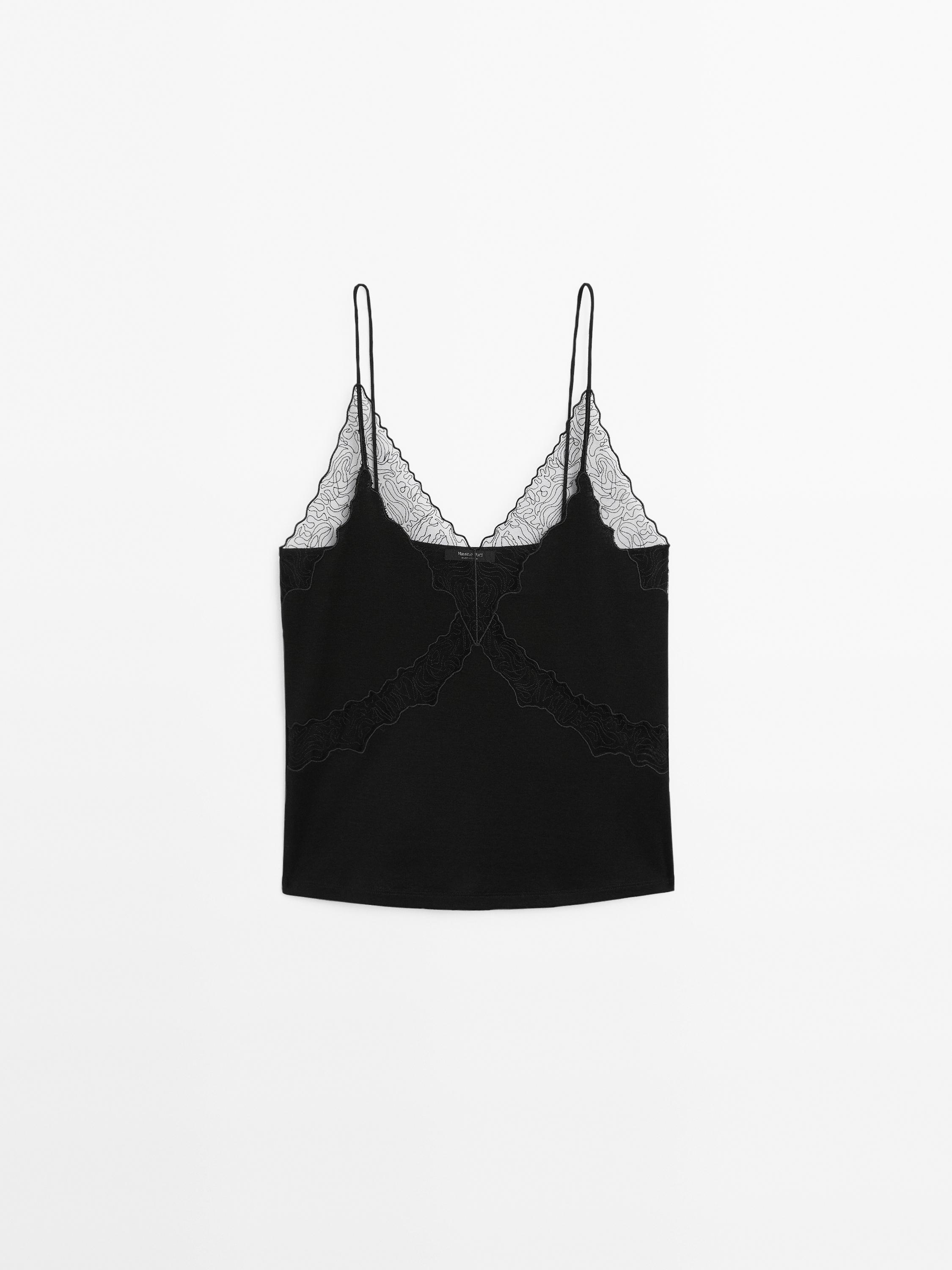 Top à bretelles avec décolleté en dentelle