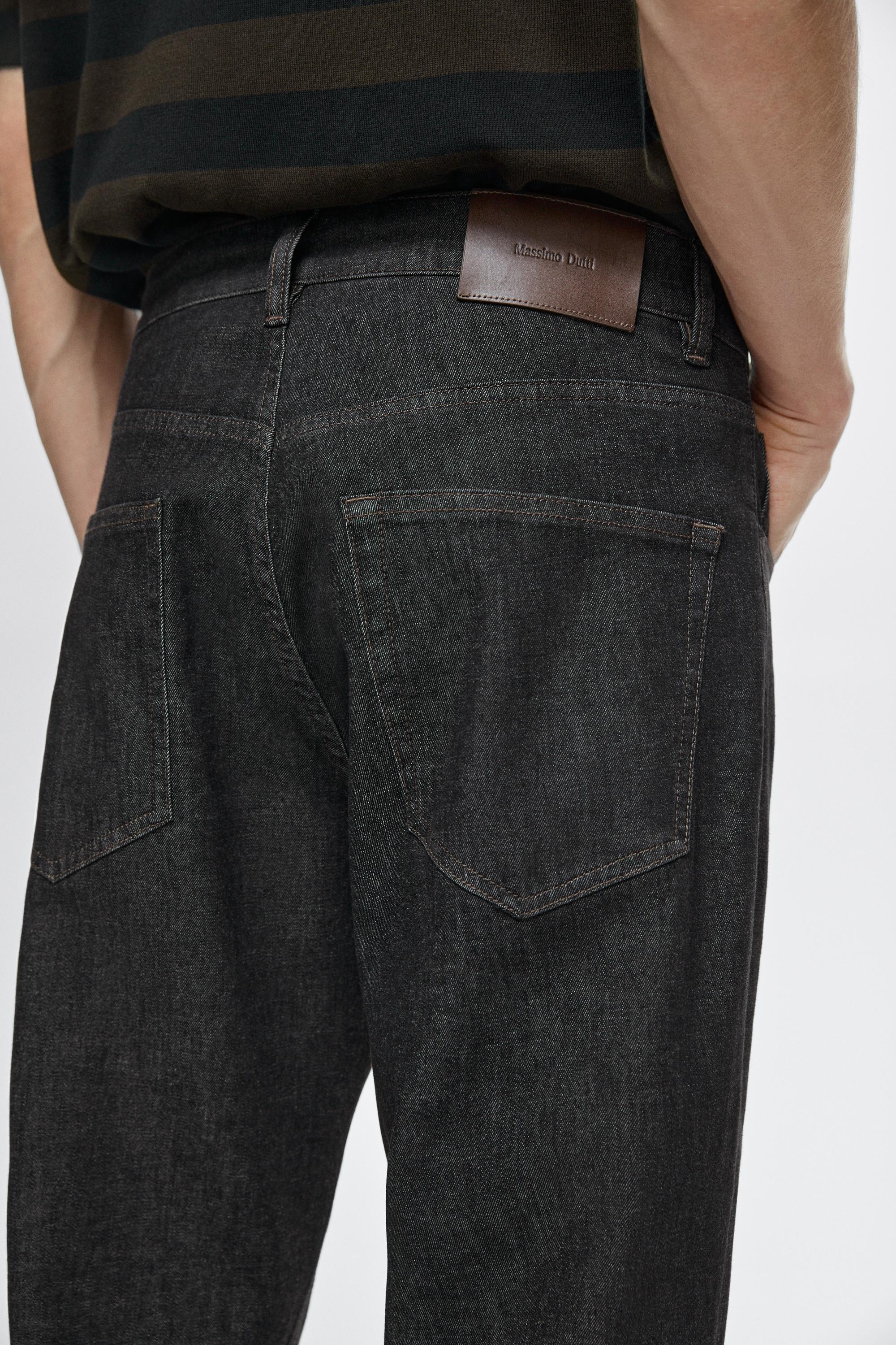 Lightweight tapered fit jeans — BLACK