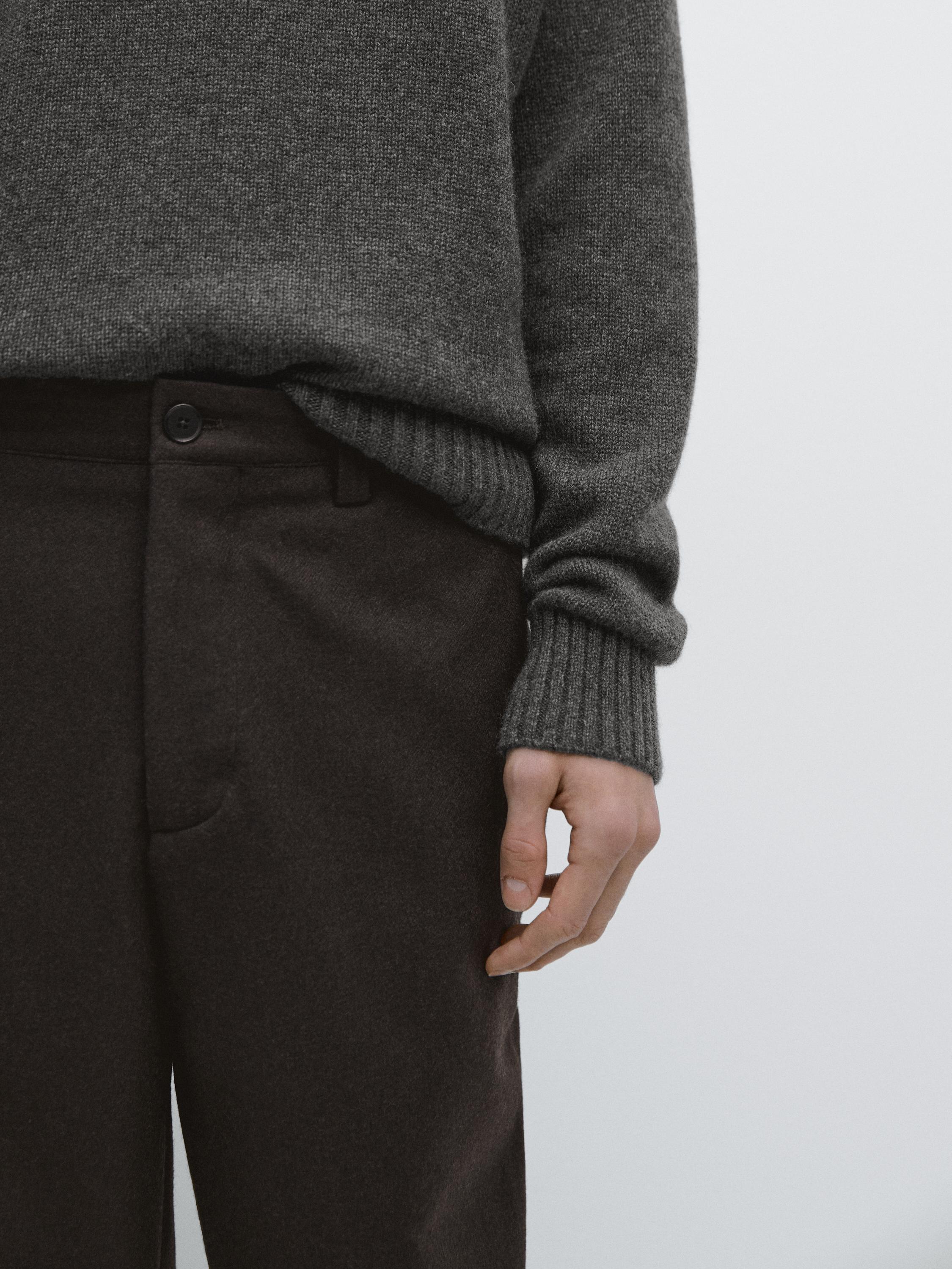 Total look wool blend trousers — BROWN