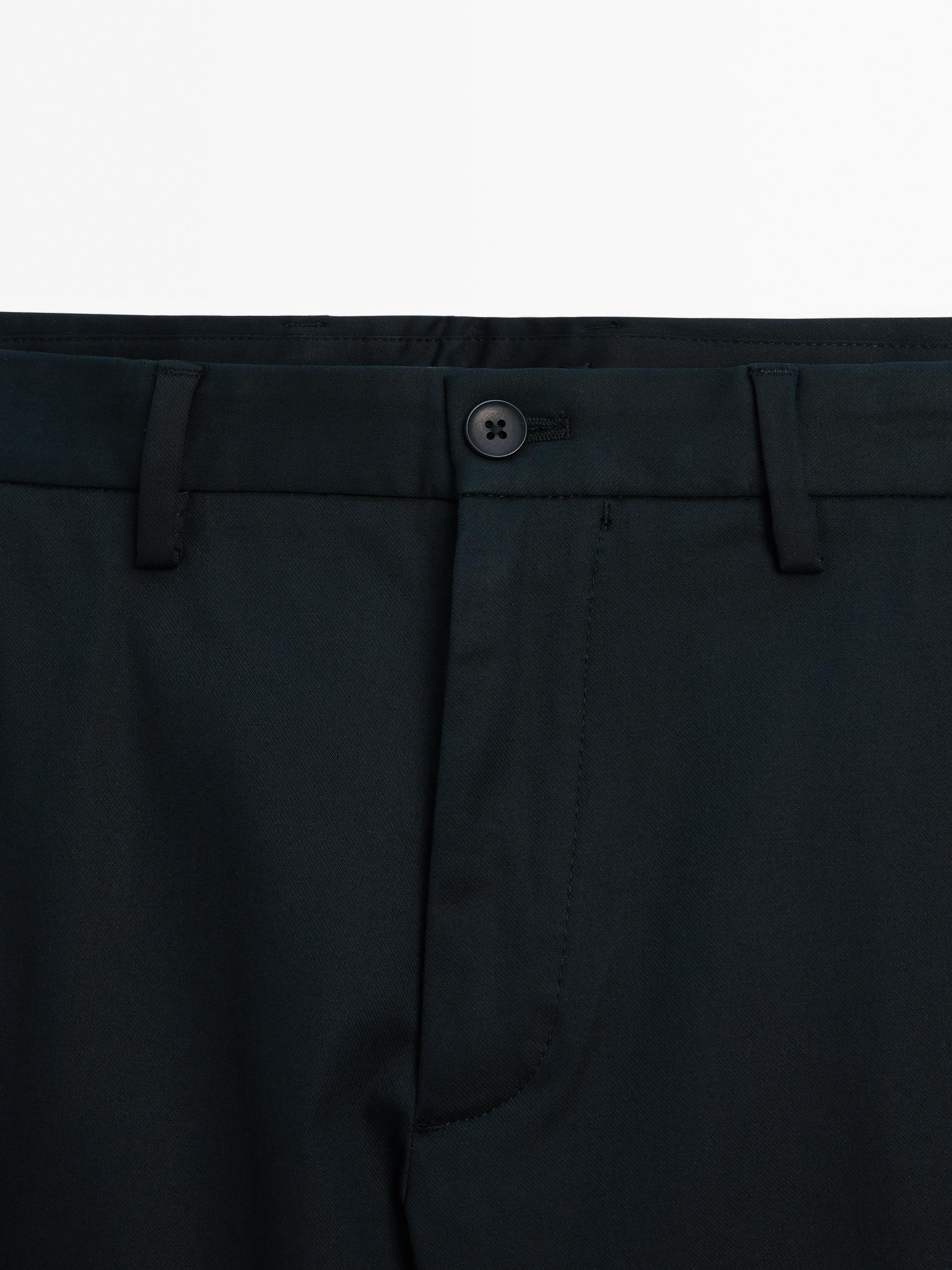 Cotton blend slim fit trousers