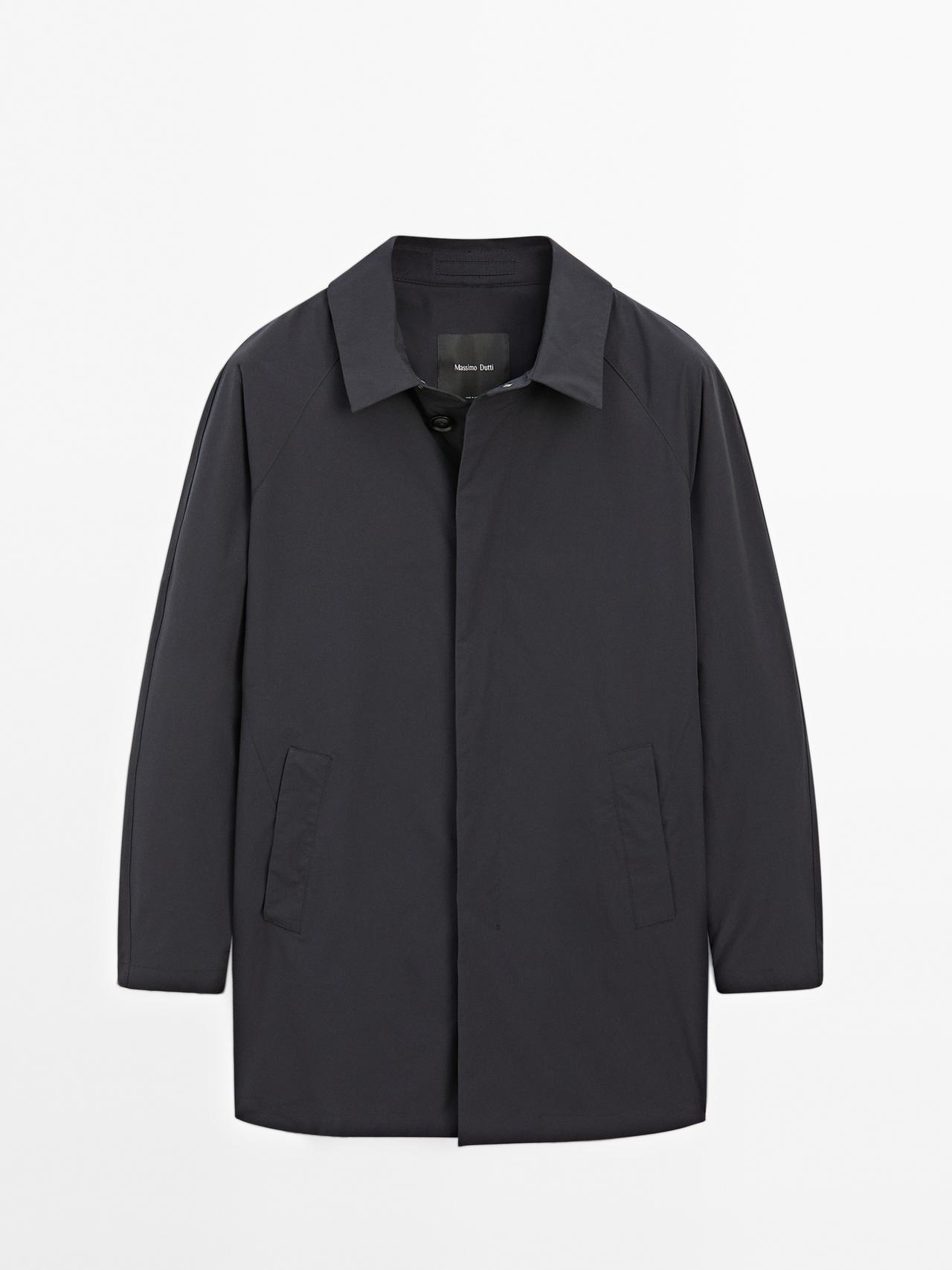 Massimo Dutti - Herre - Vandafvisende Trenchcoat, Der Kan Foldes Sammen - Marineblå - M