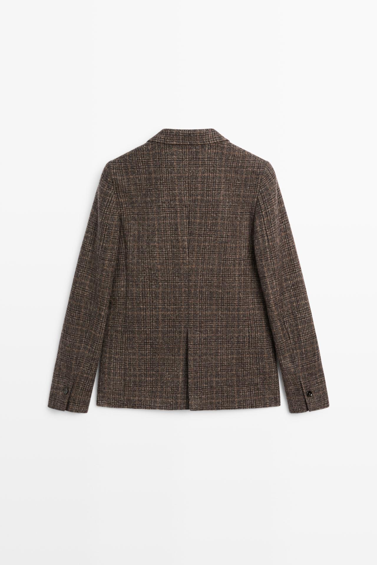 100% wool check blazer — BROWN