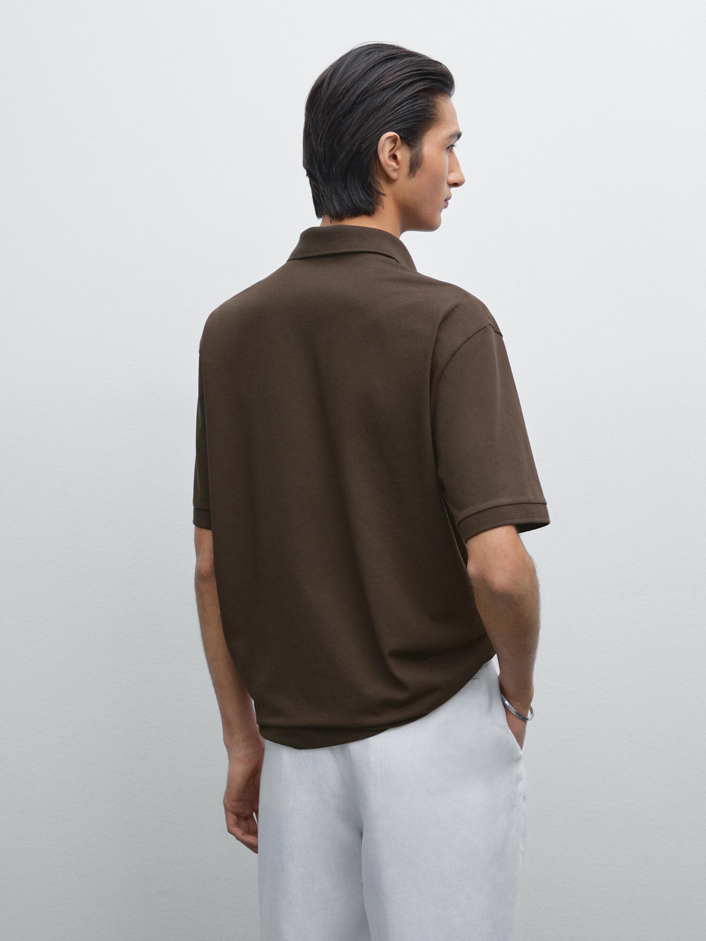 Cotton blend polo shirt with snap button