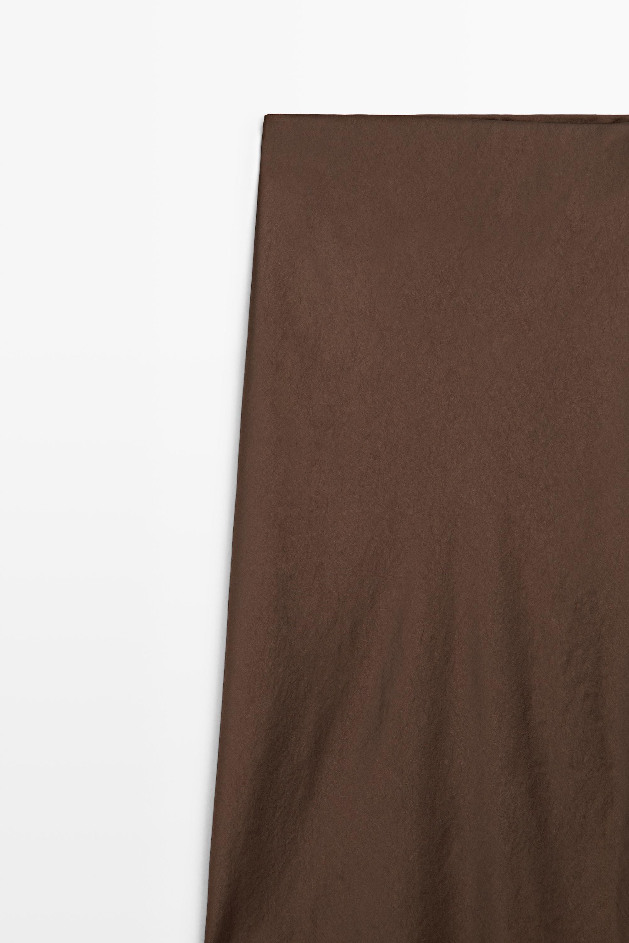 Lace-trimmed midi skirt — BROWN MARL