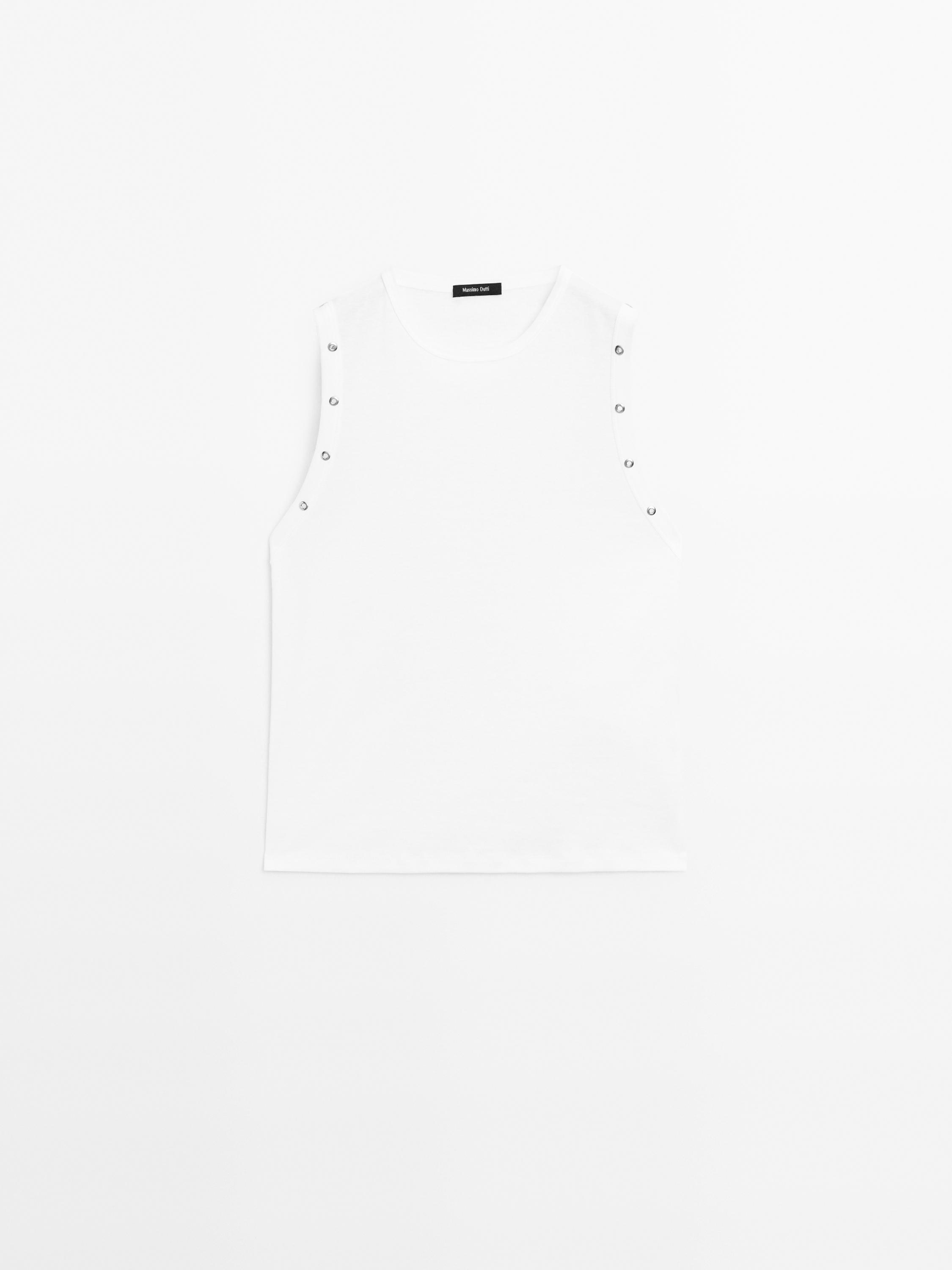 T-shirt à col rond et œillets
