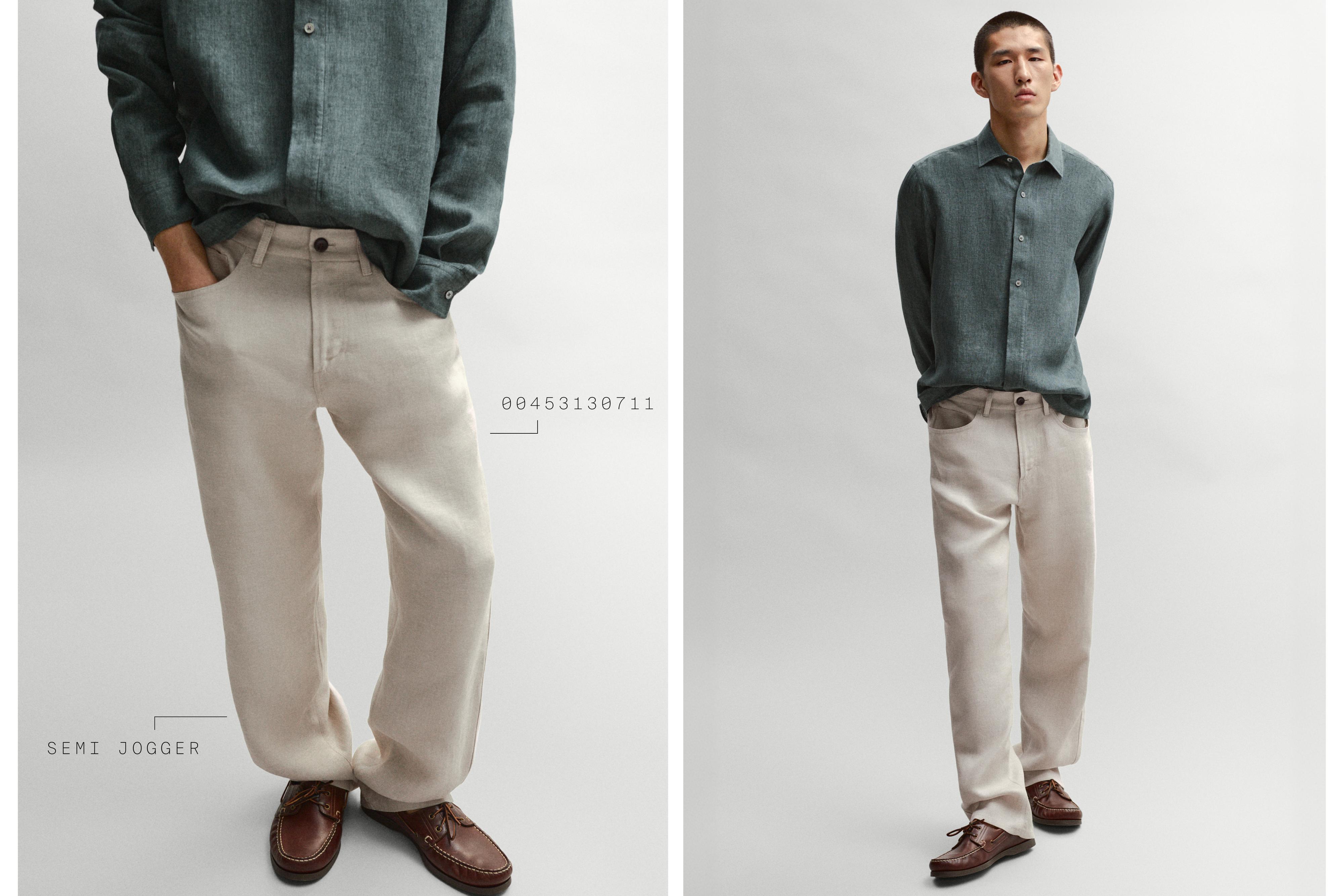 Wide-leg linen trousers — SAND