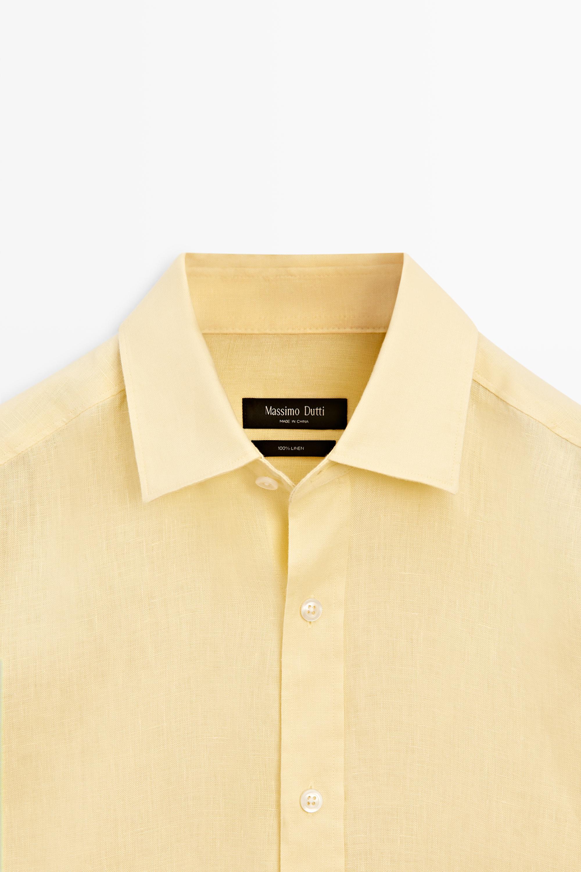 100% linen slim fit shirt — YELLOW