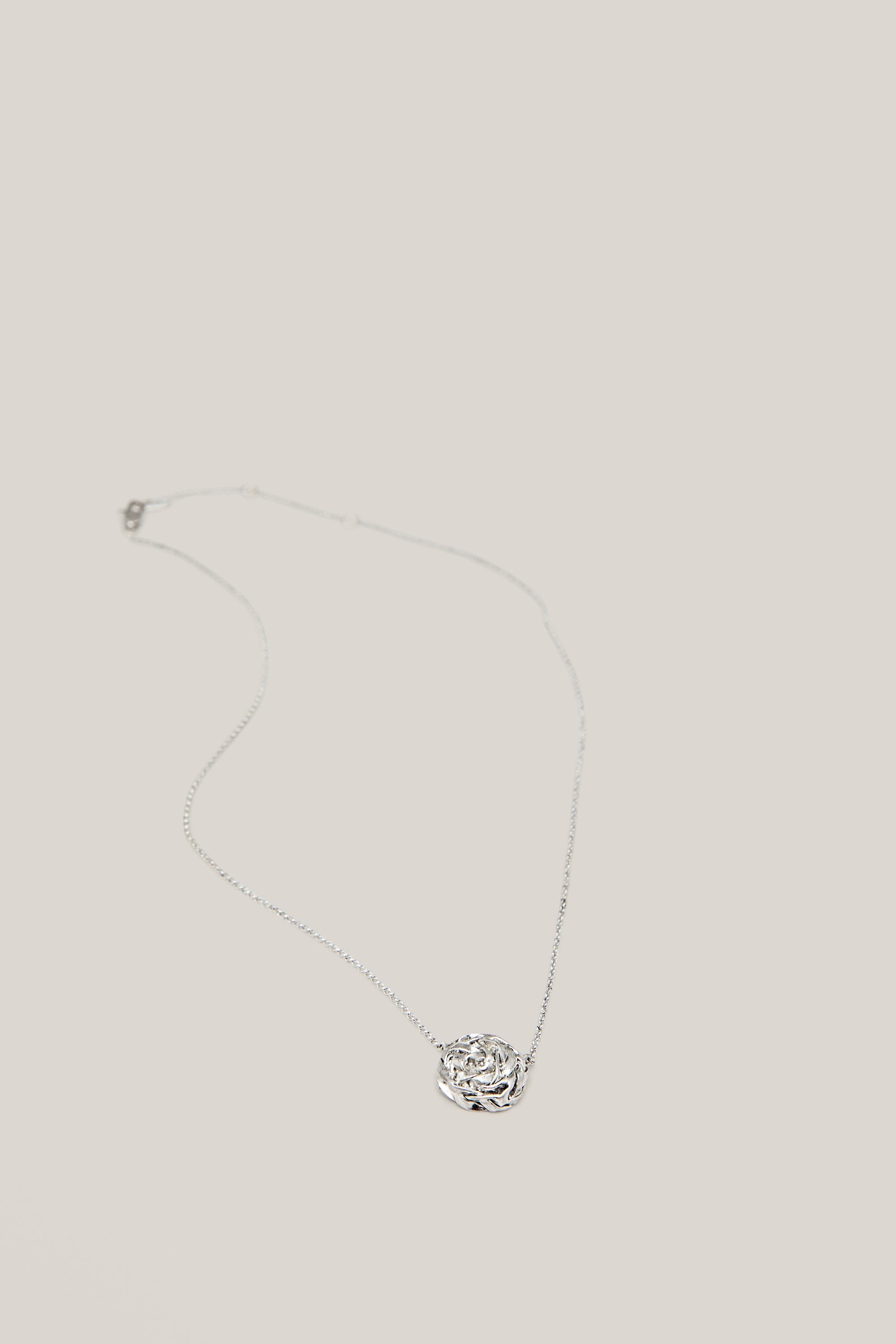 Necklace with textured round basket piece - LIMITED EDITION — SILVER