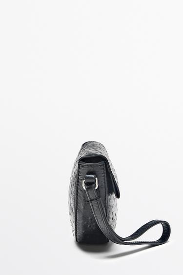 Nappa leather texture half-moon mini bag — BLACK 2