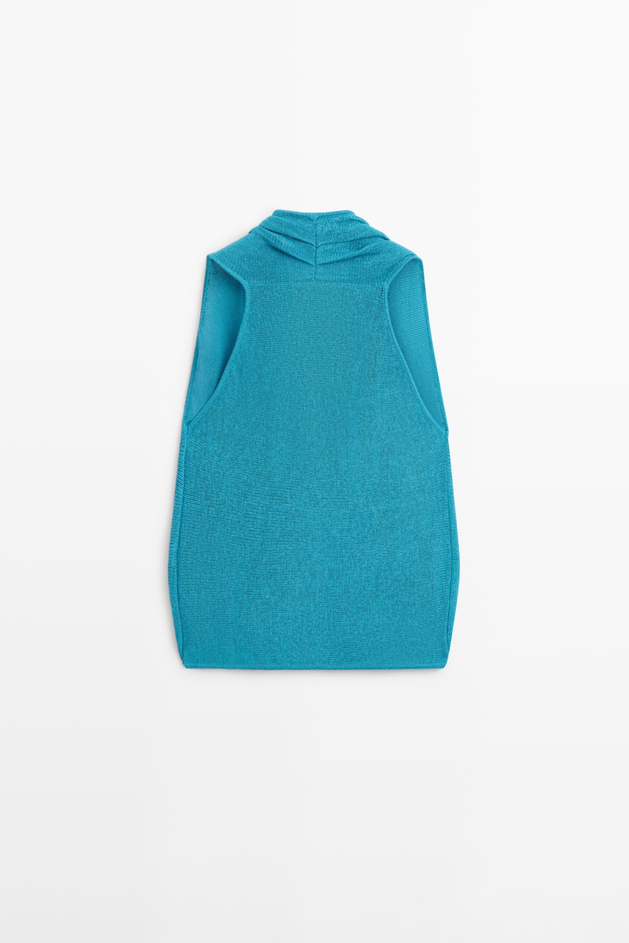 Linen blend crossover top — TURQUOISE