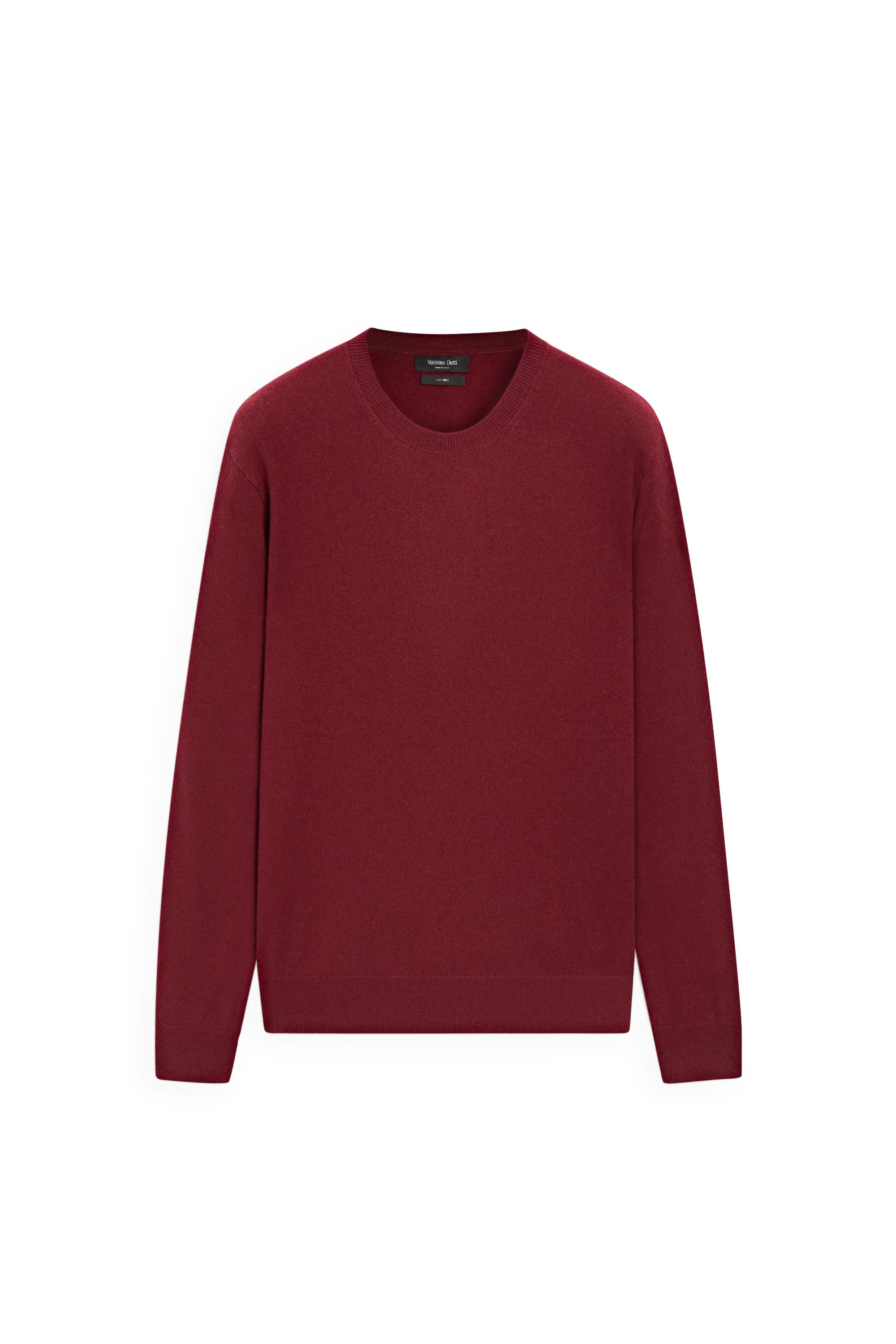 100% cashmere ribbed knit sweater — DARK PINK