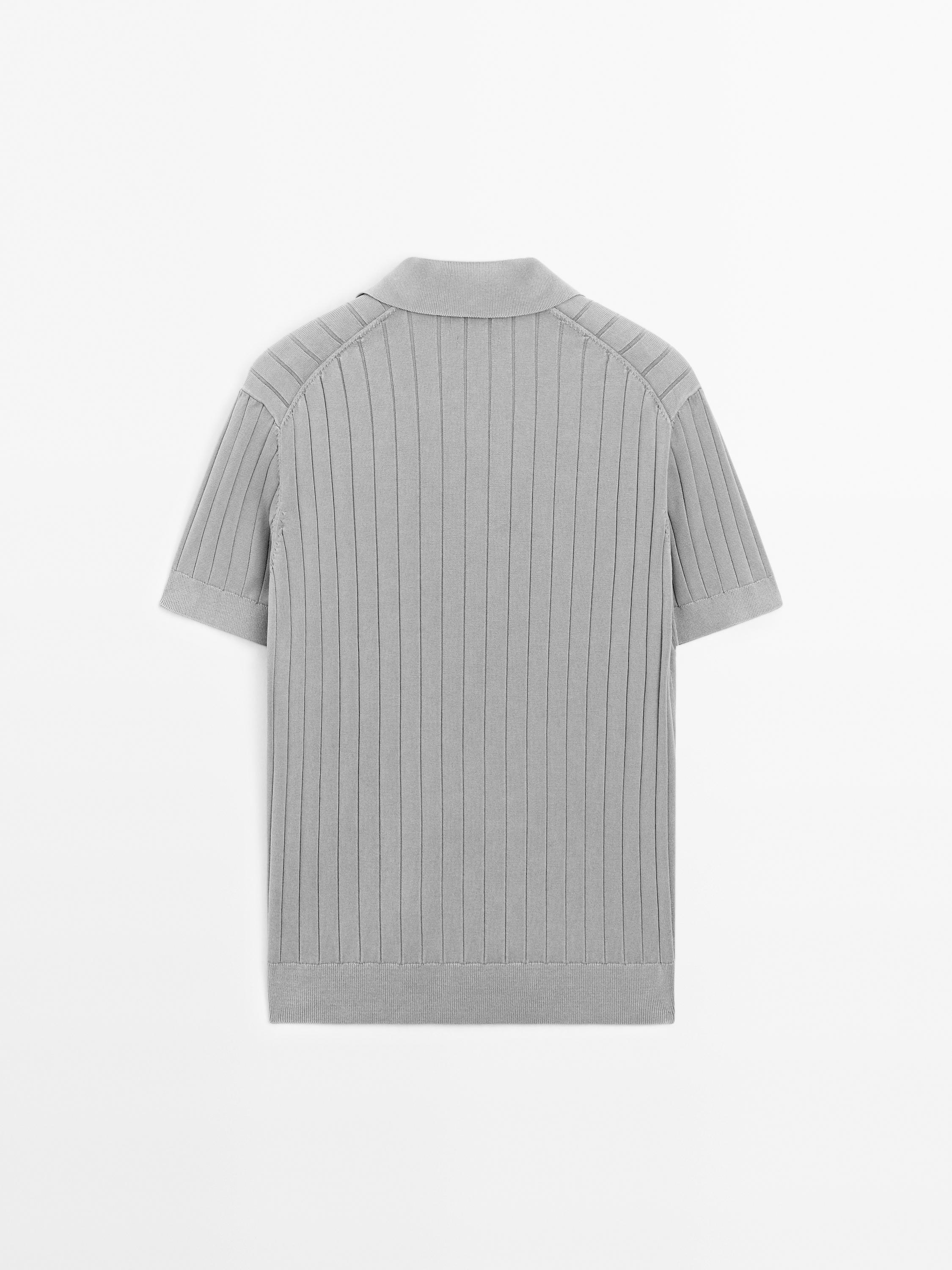 V-neck cotton polo sweater with trims