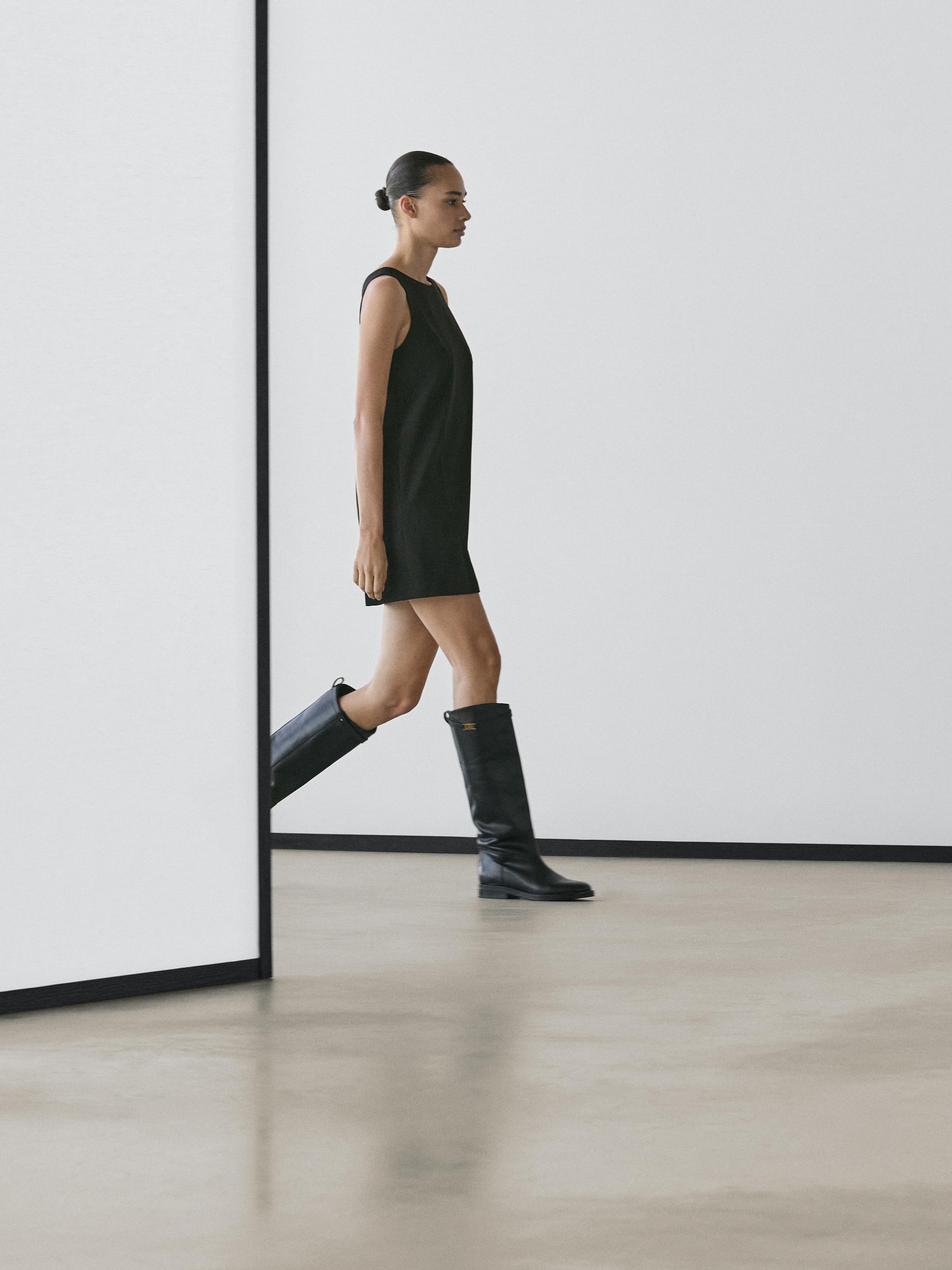 Wool blend mini dress — BLACK