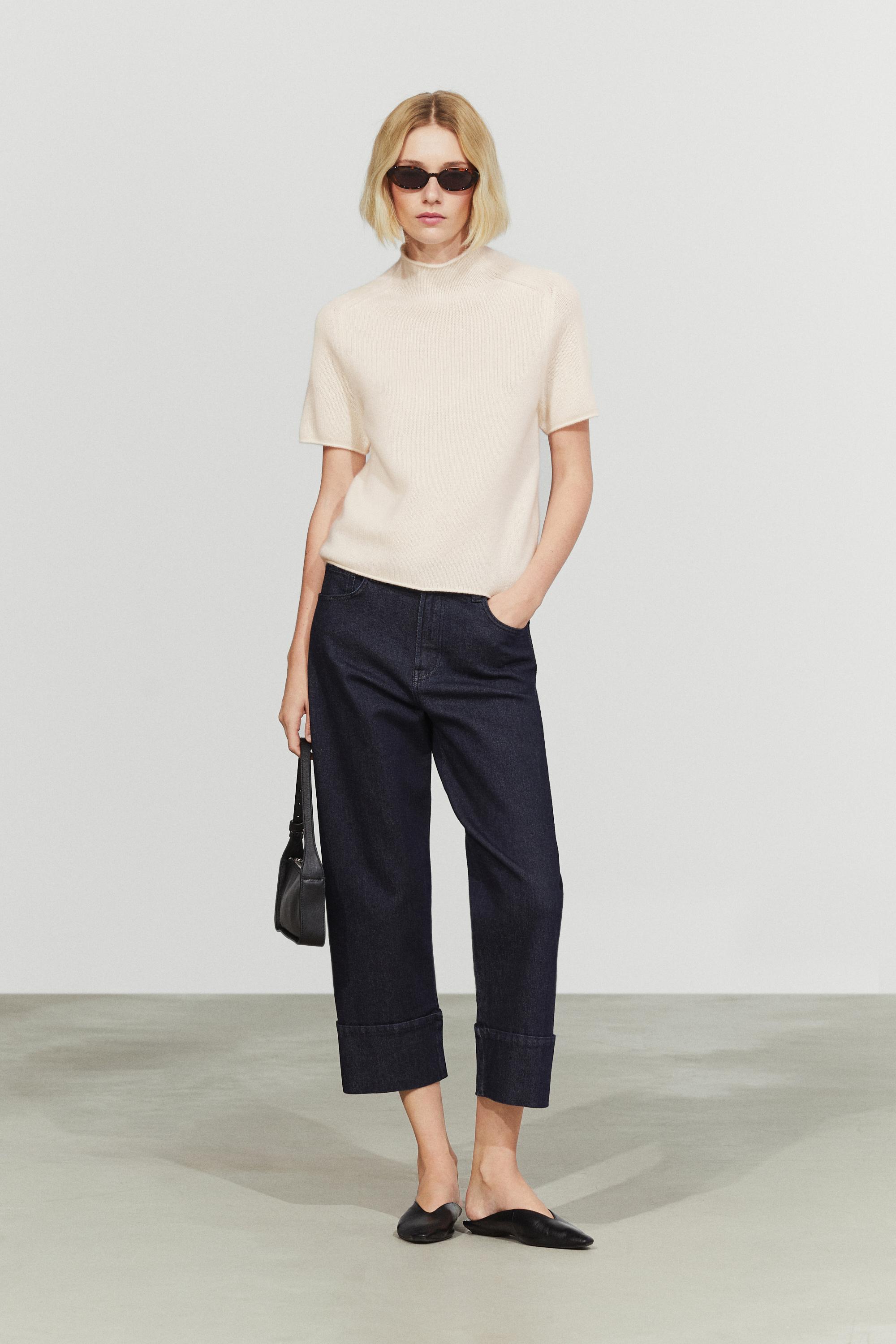 100% Cashmere Mock Turtleneck Sweater — CREAM