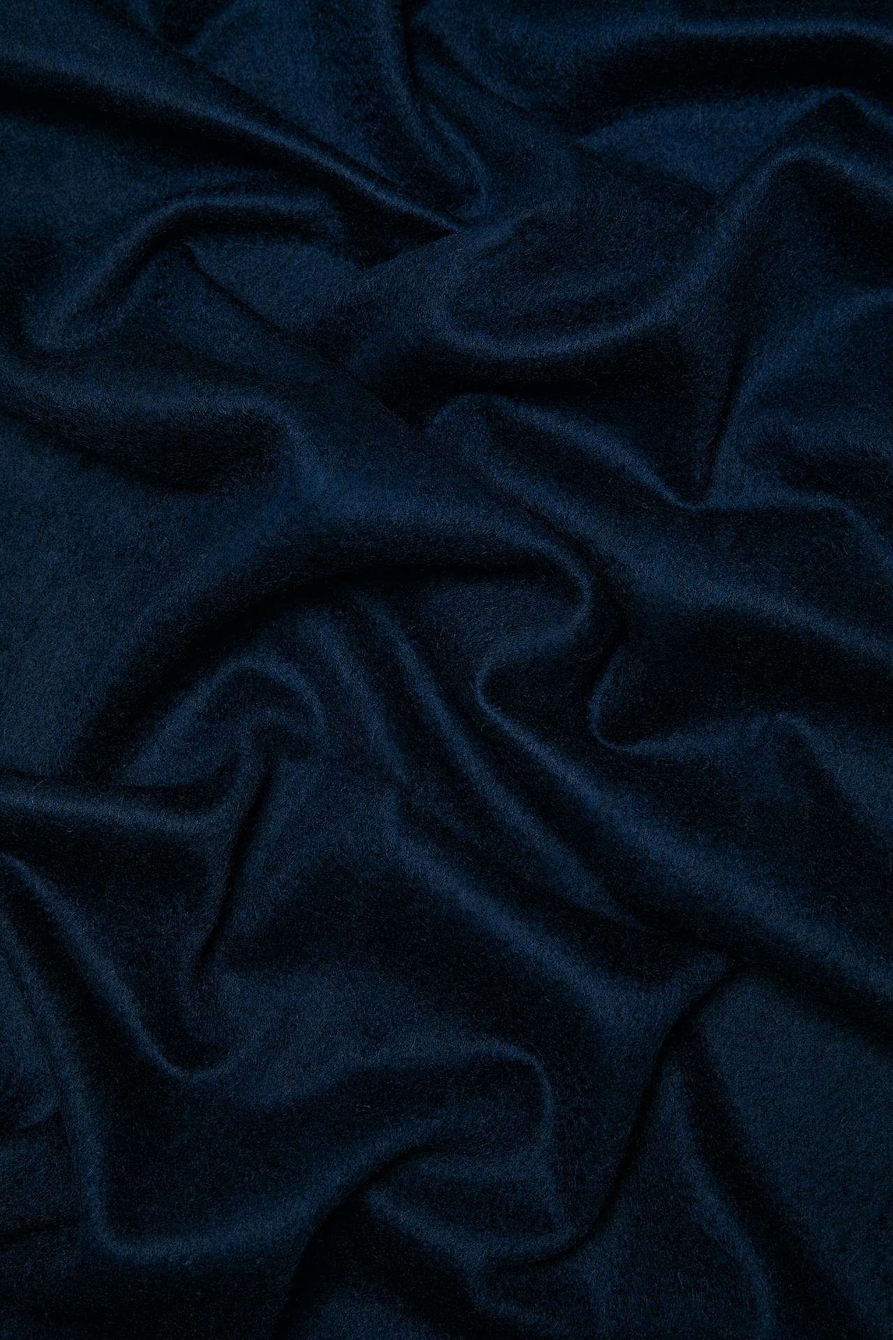 Wool blend scarf with fringing — NAVY BLUE