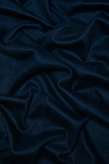 Wool blend scarf with fringing — NAVY BLUE 3