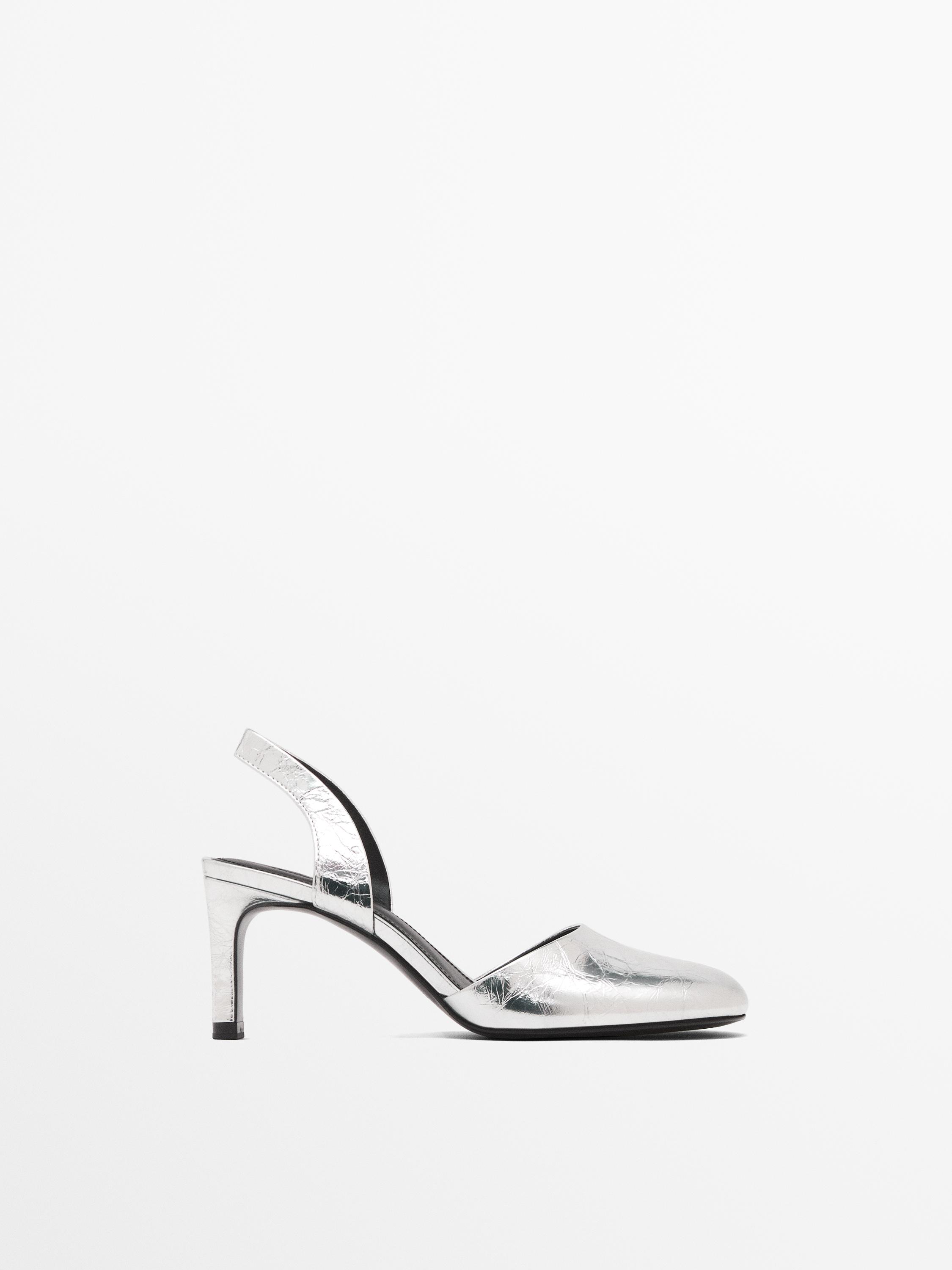 Metallic high-heel shoes · Silver · Heel Shoes | Massimo Dutti