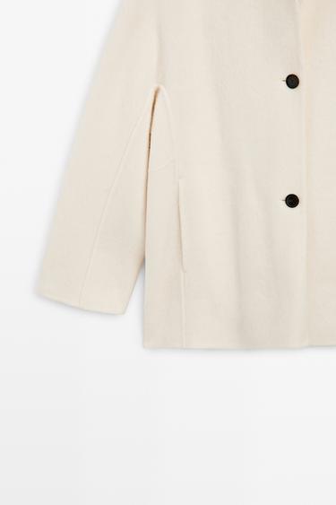 Medium single-breasted wool blend coat — Off white 7