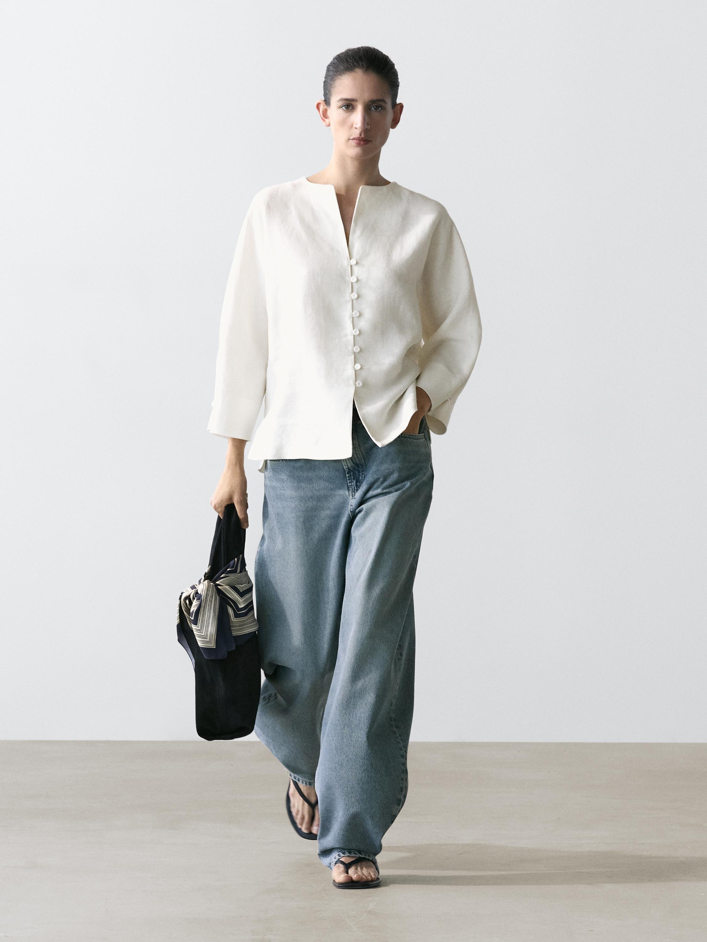 Linen jacket with button details