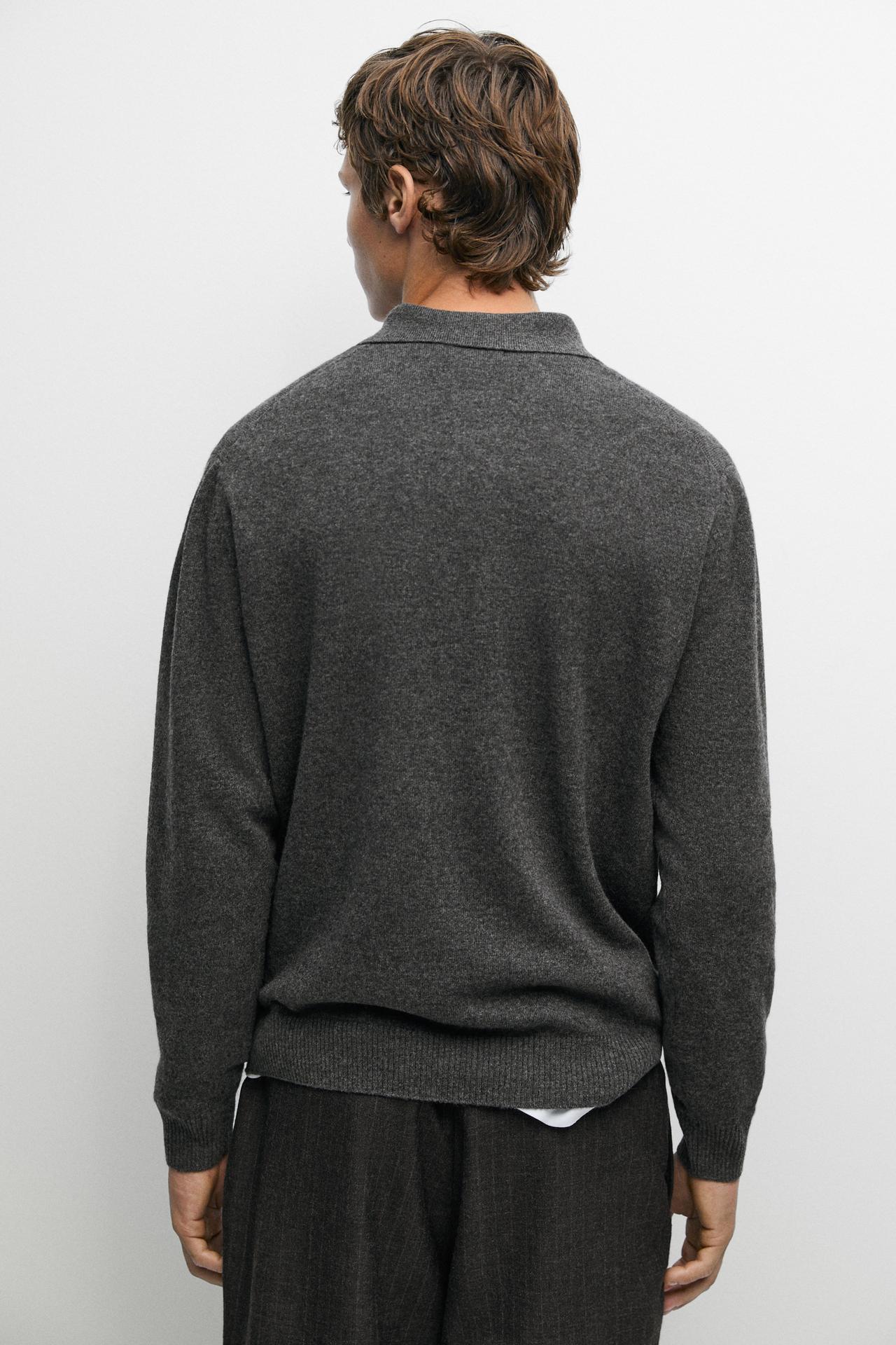 Wool blend polo sweater — DARK GREY