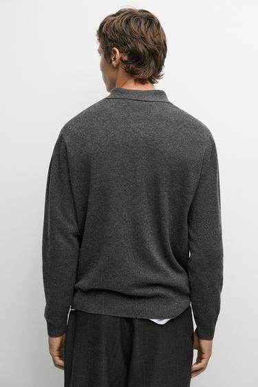 Wool blend polo sweater — DARK GREY 5