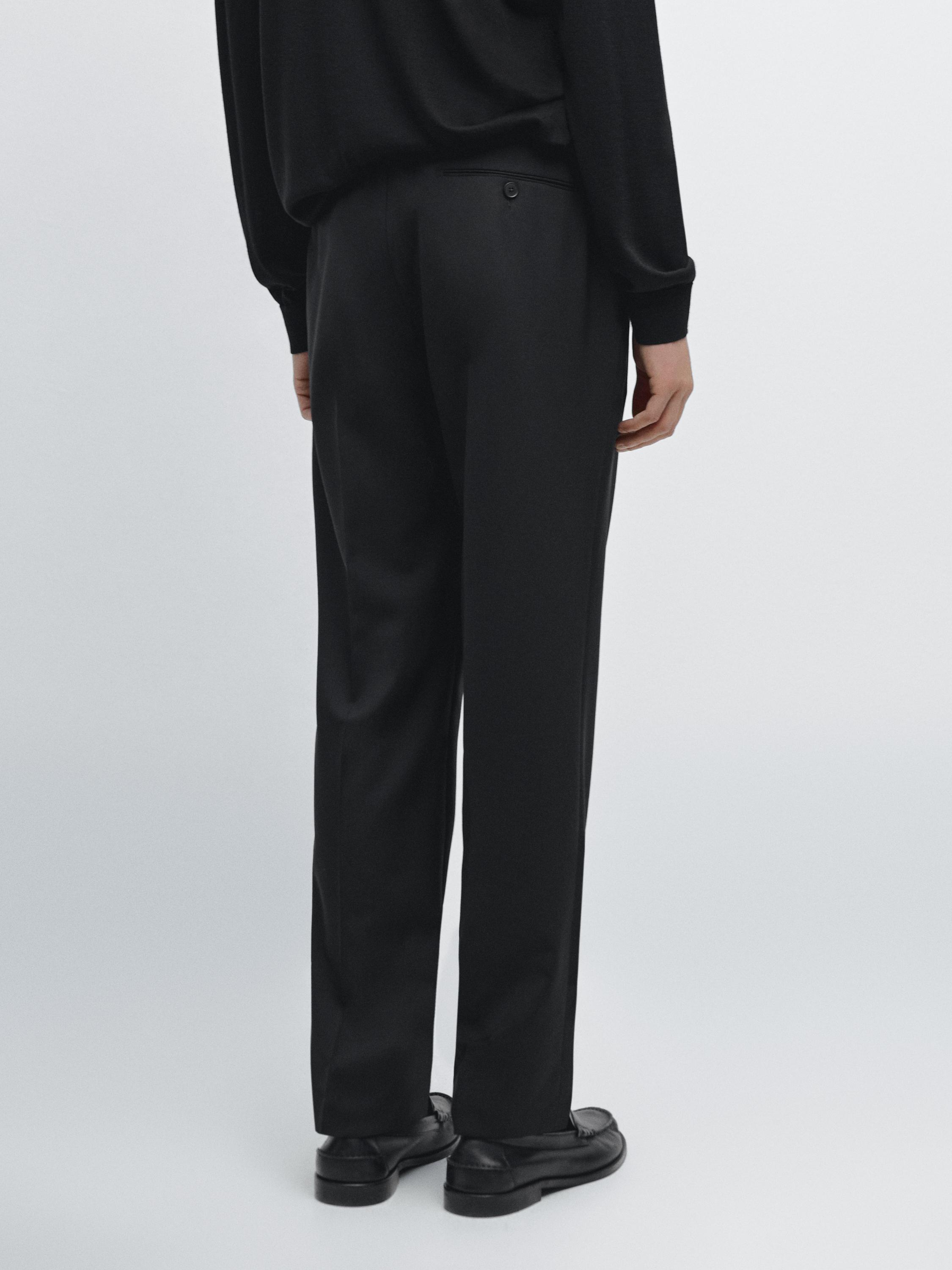 100% wool suit trousers — BLACK