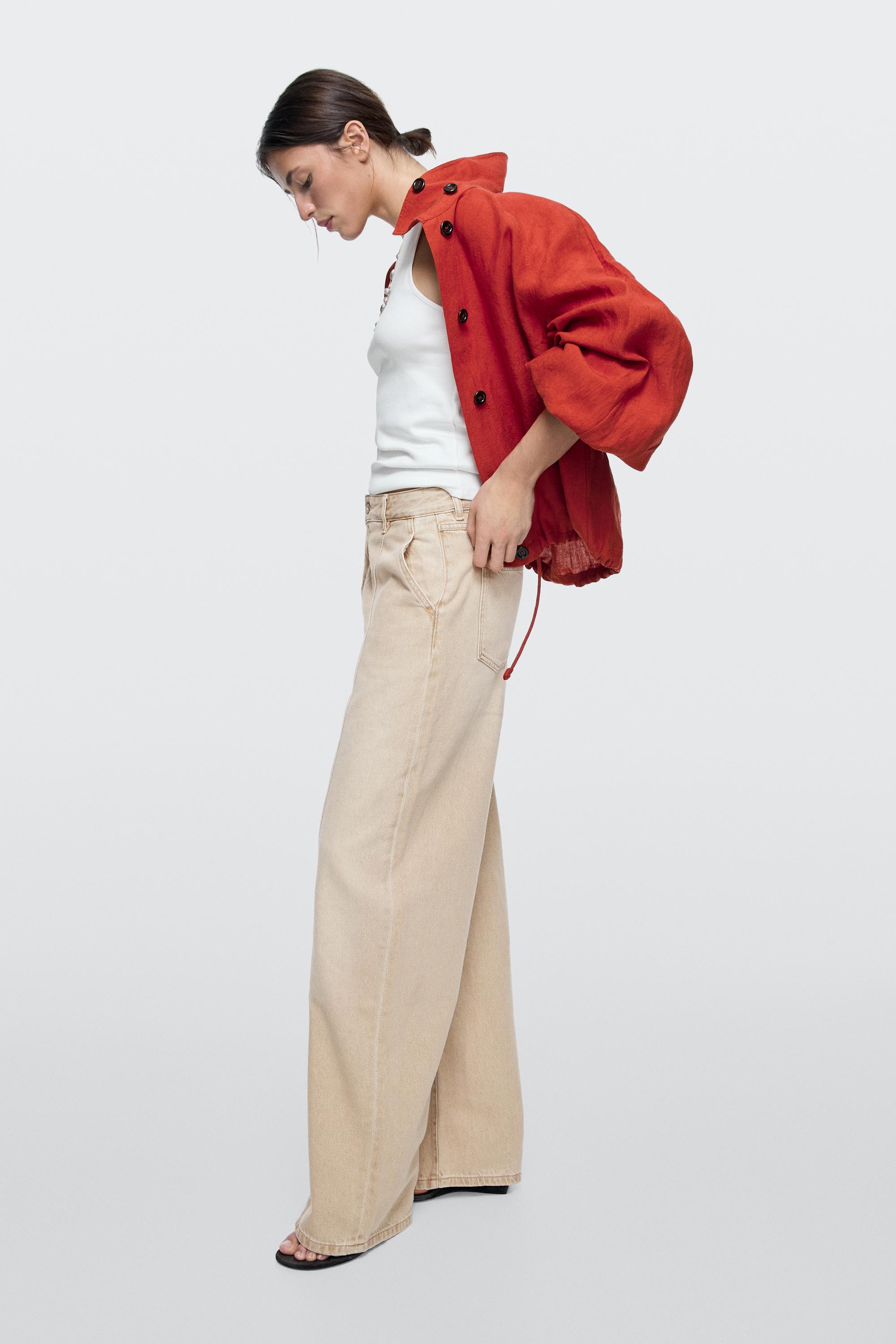 Mid-rise barrel fit jeans — SAND