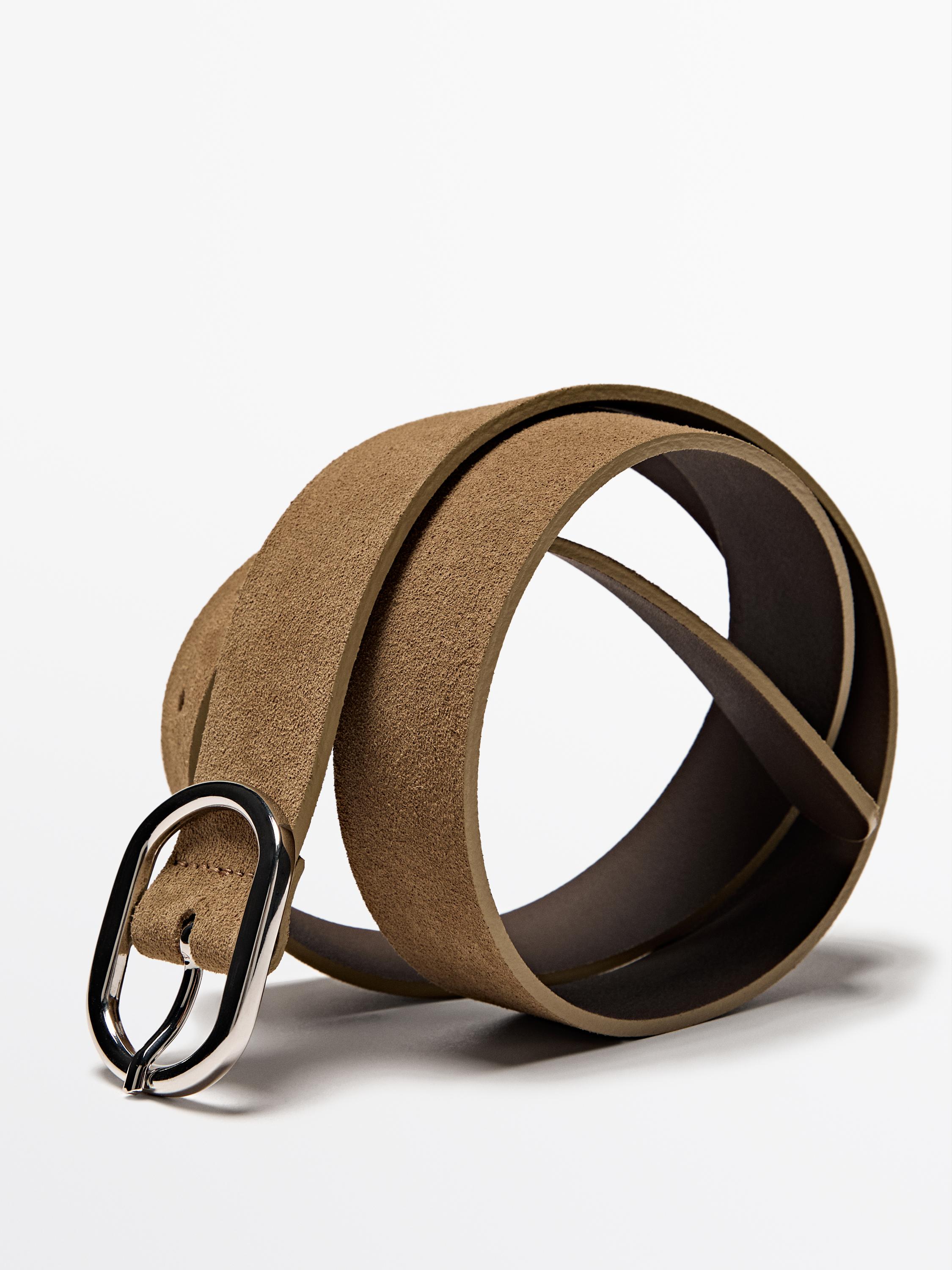 Ceinture boucle ovale croûte de cuir · Sable · Ceintures | Massimo Dutti Ceinture boucle ovale croûte de cuir · Sable · Ceintures | Massimo Dutti
