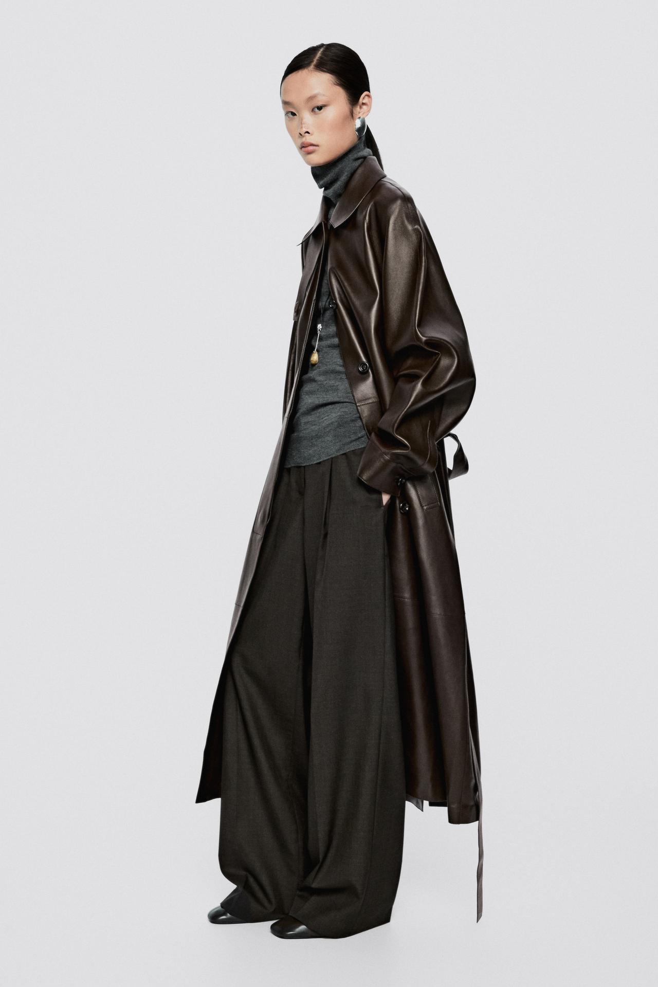 Long nappa leather trench coat with belt - LIMITED EDITION — Chocolate