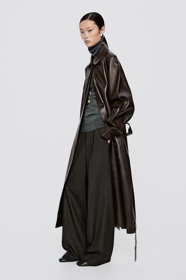 Long nappa leather trench coat with belt - LIMITED EDITION — Chocolate 1