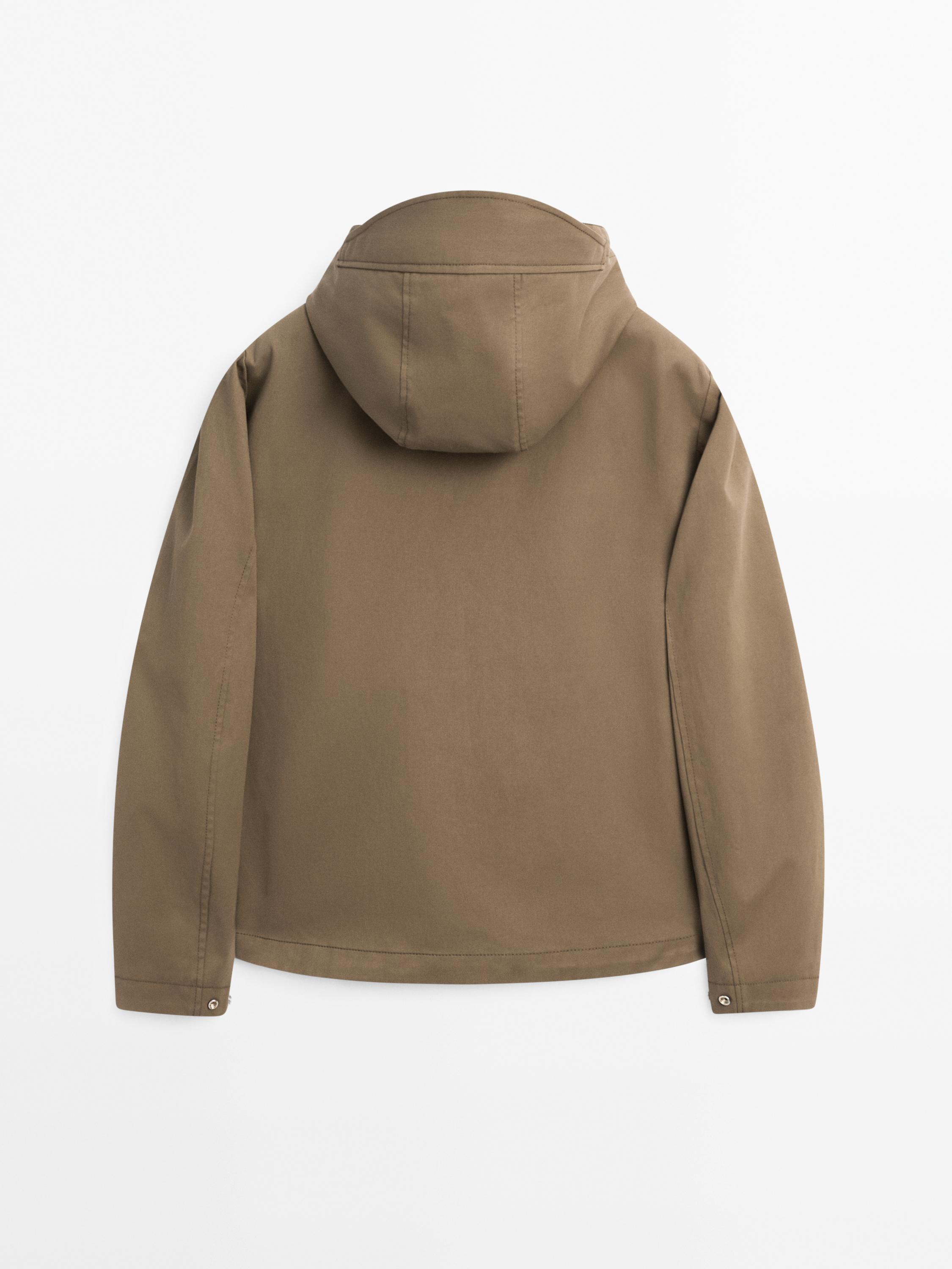 Chaqueta corta capucha mezcla algodón