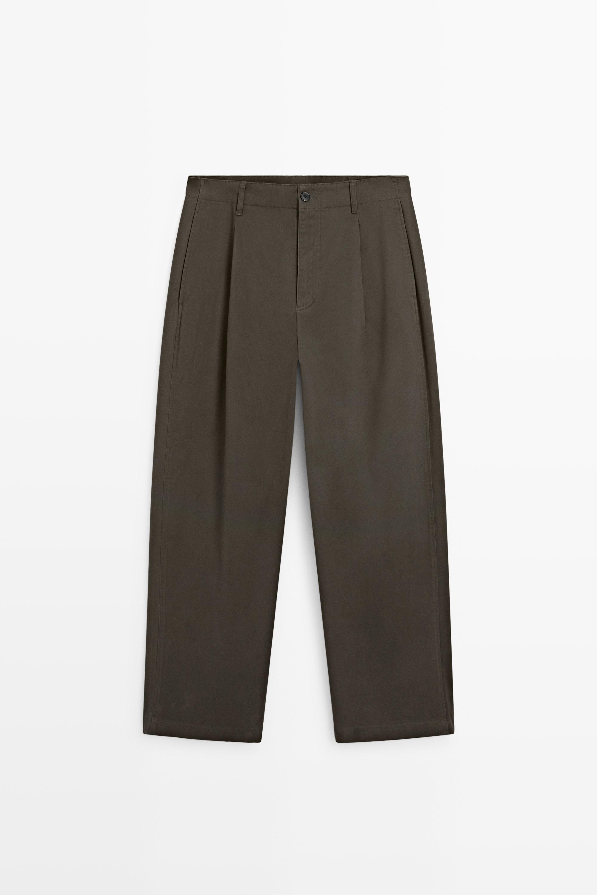 Pleated barrel fit pants