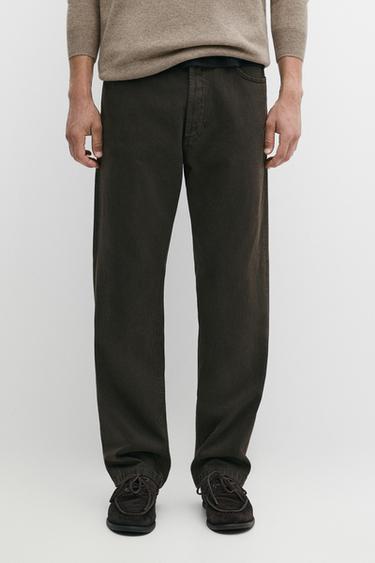 Tapered fit denim-effect pants — Chocolate 3